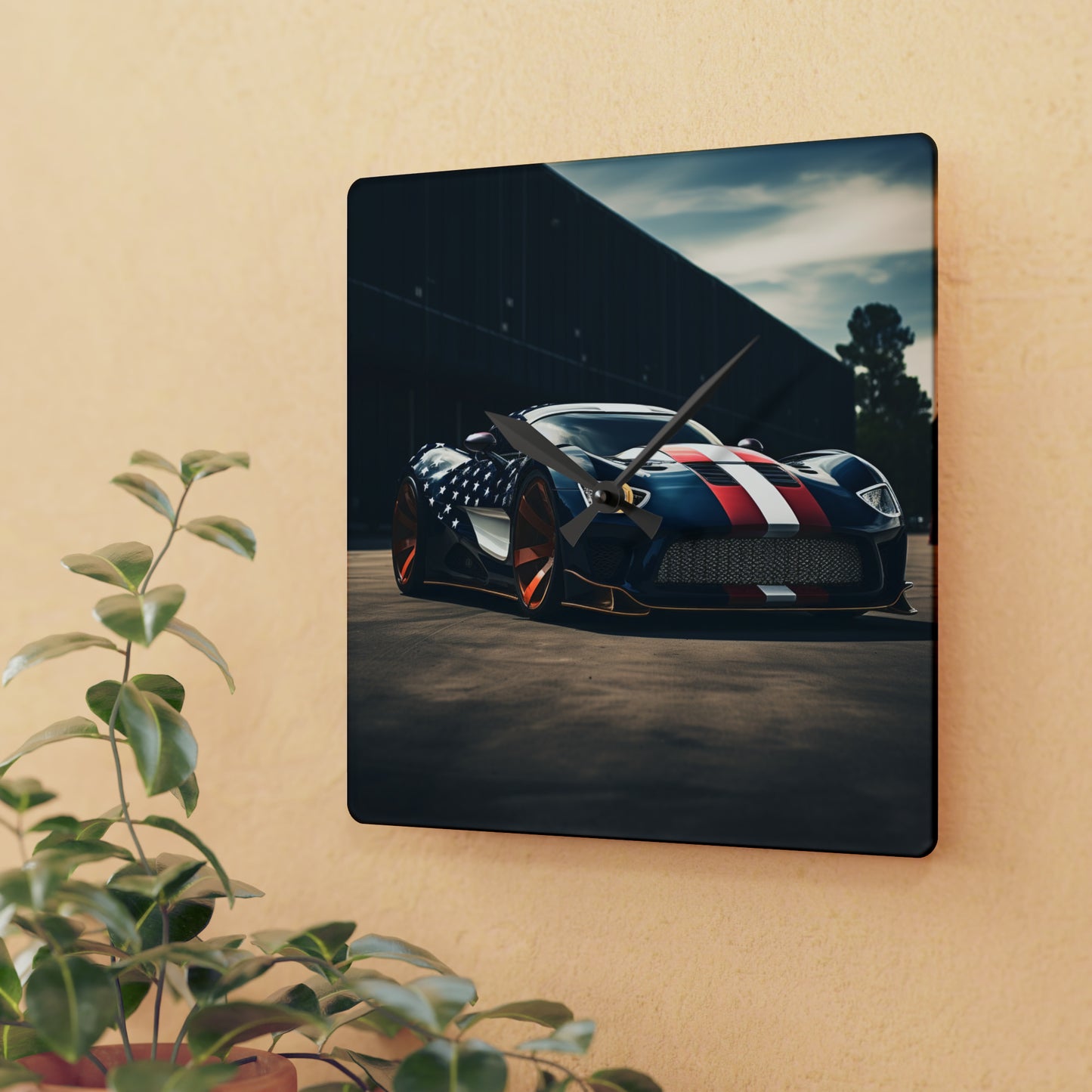 Acrylic Wall Clock Bugatti Flag American 2