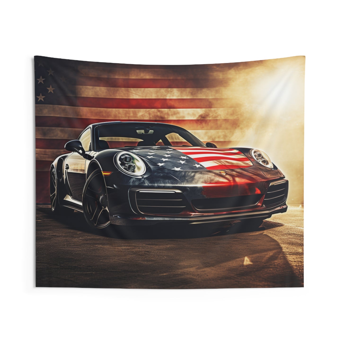 Indoor Wall Tapestries Abstract American Flag Background Porsche 1