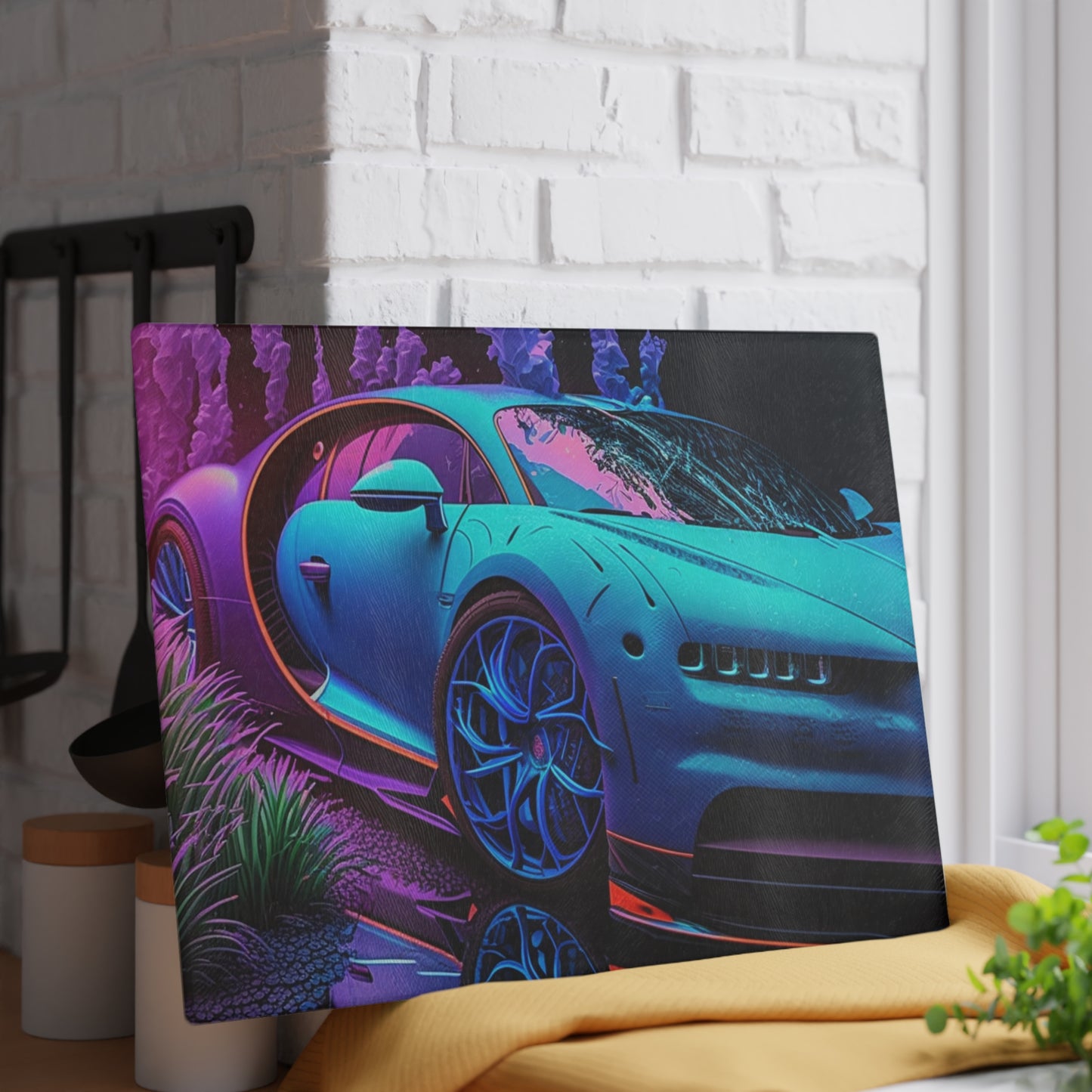 Glass Cutting Board Bugatti Neon Chiron 2