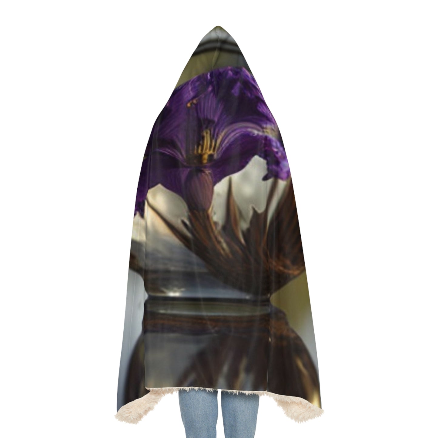 Snuggle Hooded Blanket Purple Iris in a vase 2