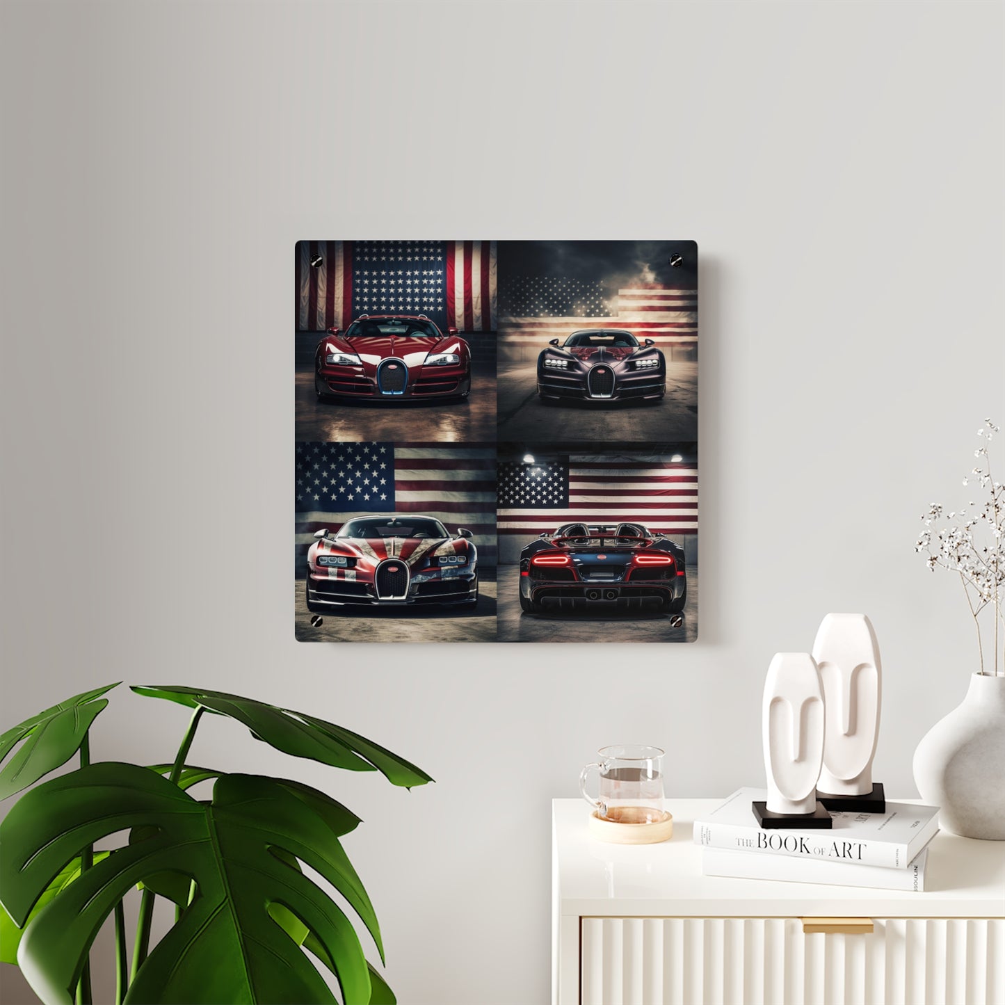 Acrylic Wall Art Panels American Flag Background Bugatti 5