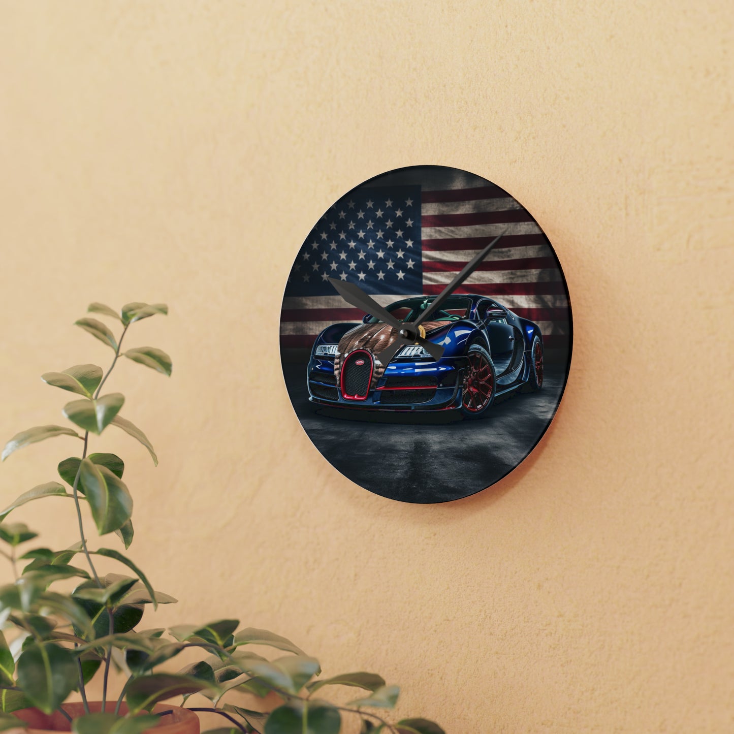 Acrylic Wall Clock Bugatti American Flag 4