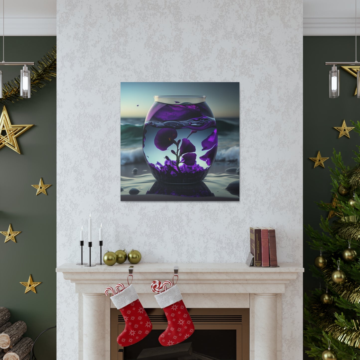 Canvas Gallery Wraps Purple Sweet pea in a vase 4