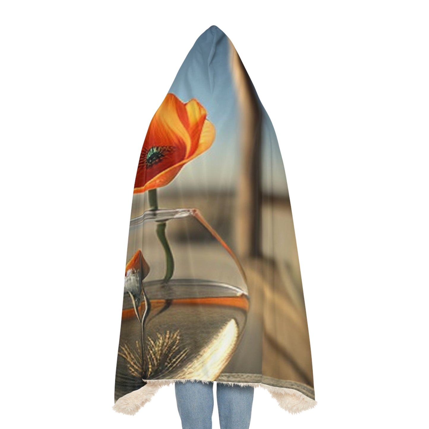 Snuggle Hooded Blanket Orange Poppy in a Vase 1