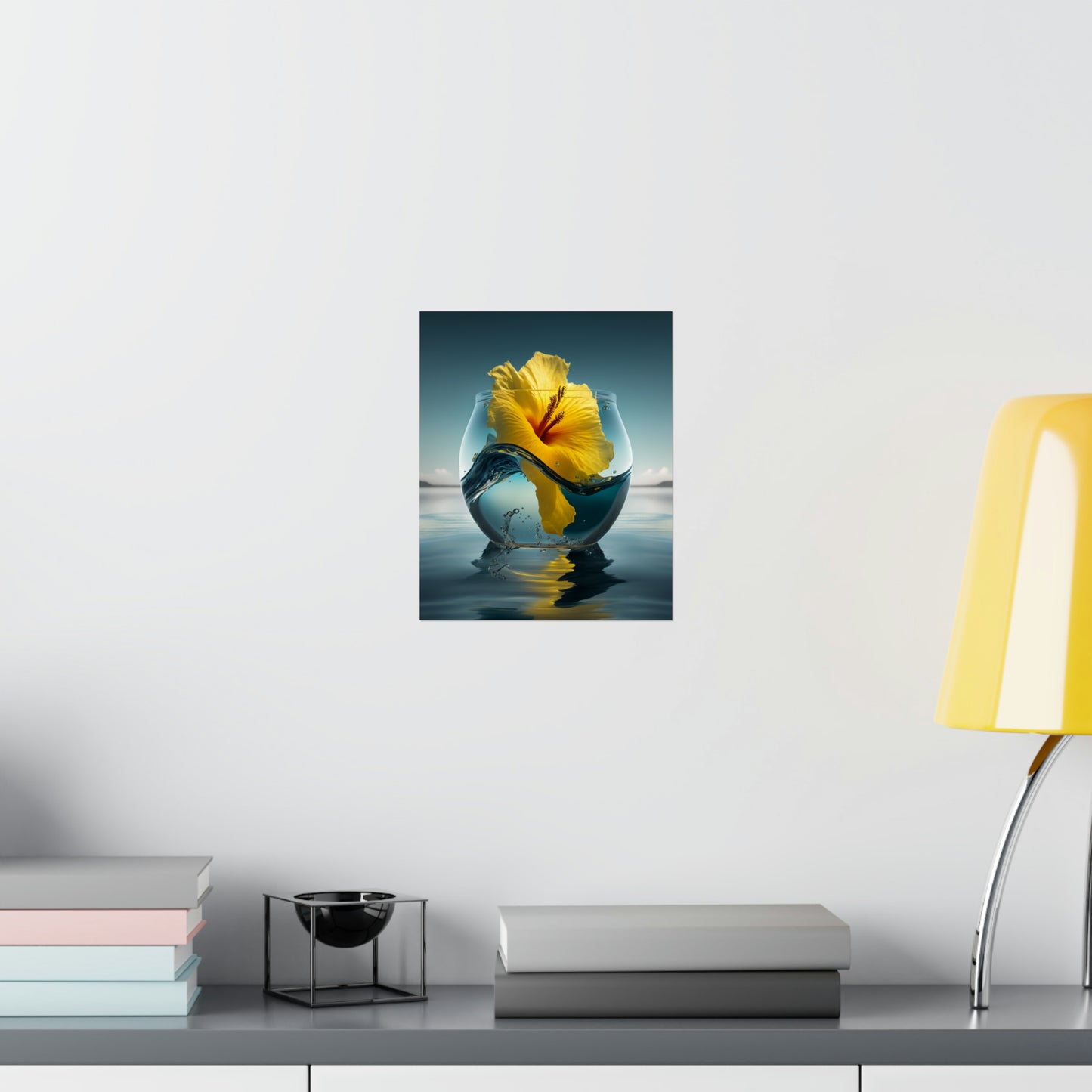 Premium Matte Vertical Posters Yellow Hibiscus glass 4