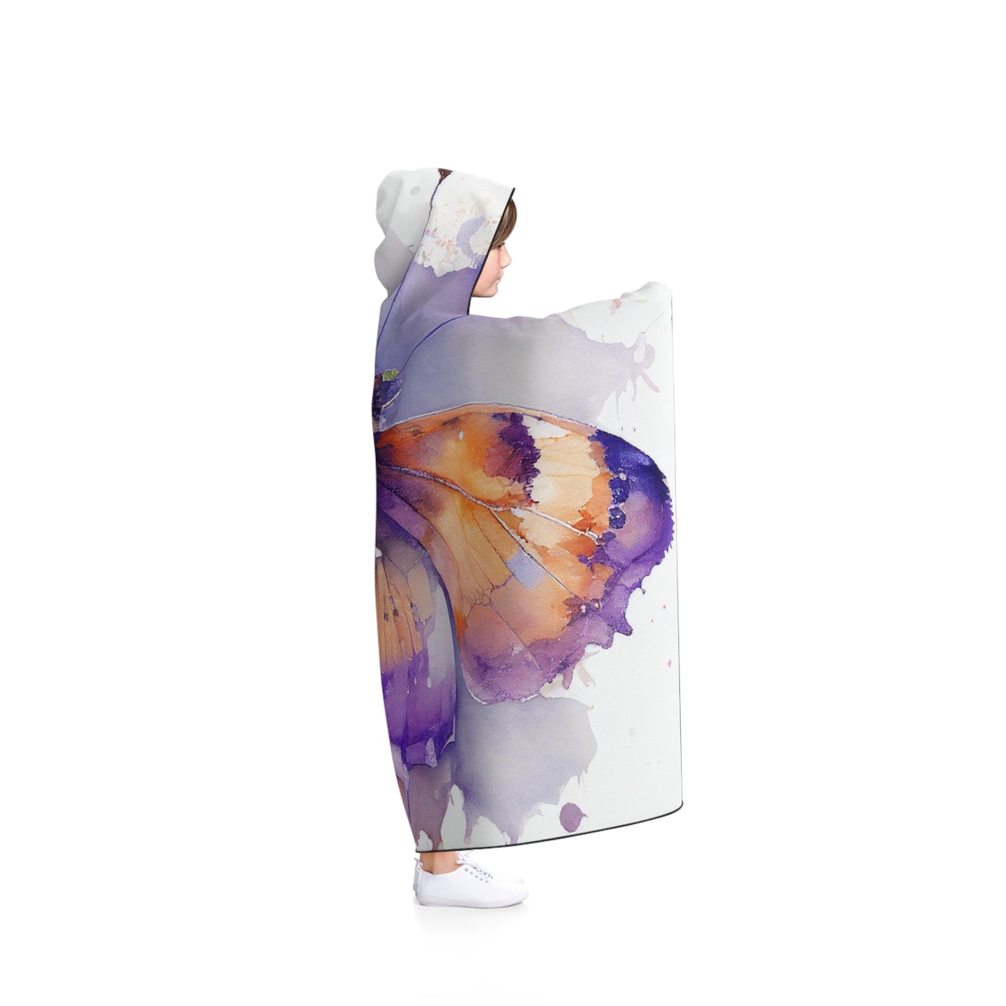 Hooded Blanket MerlinRose Watercolor Butterfly 2