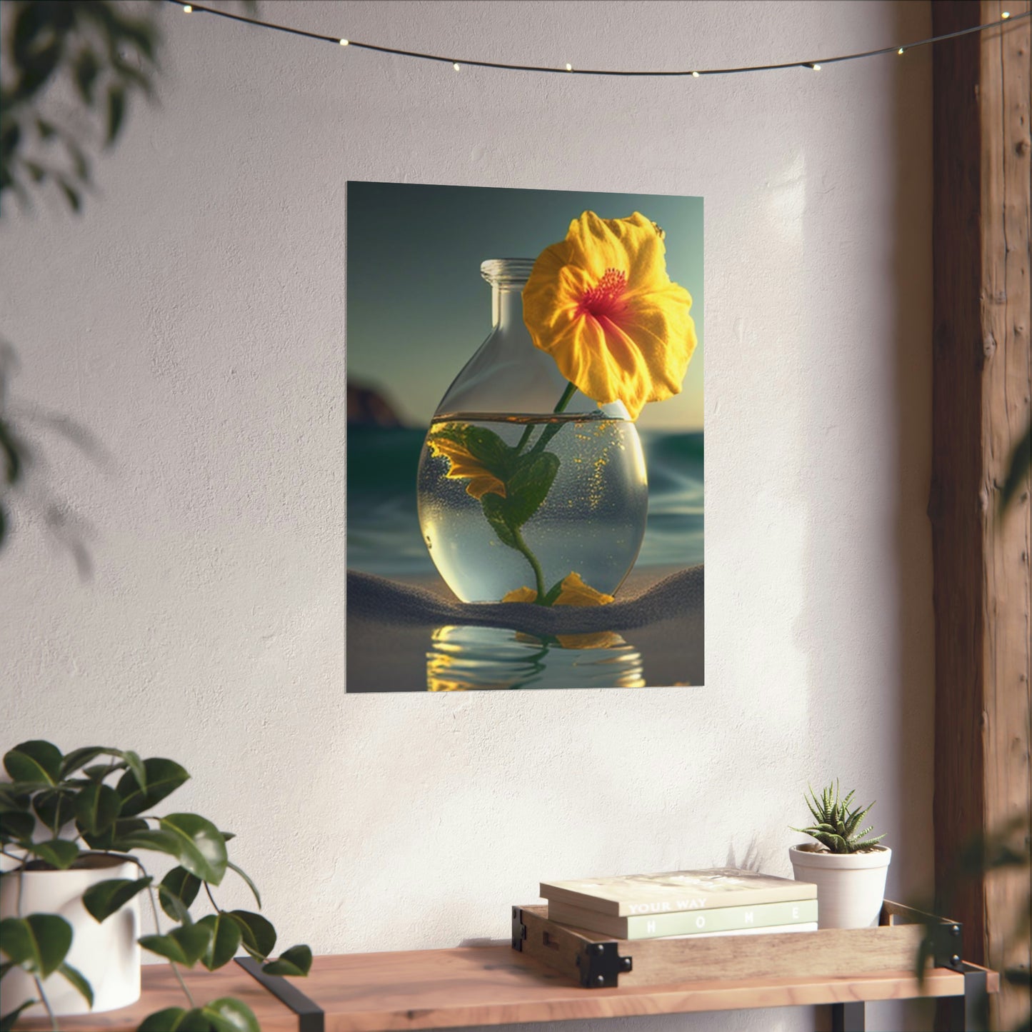 Premium Matte Vertical Posters Yellow Hibiscus glass 2