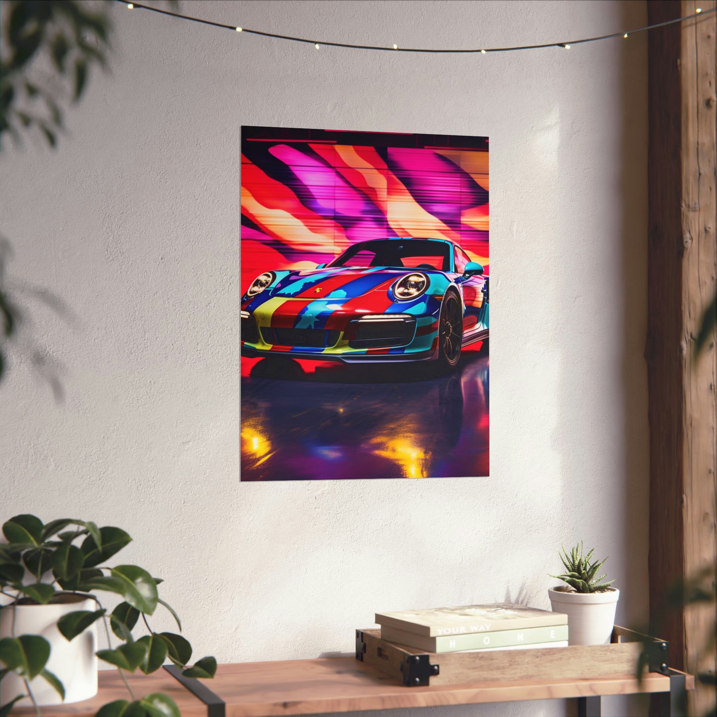 Premium Matte Vertical Posters Macro American Flag Porsche 1