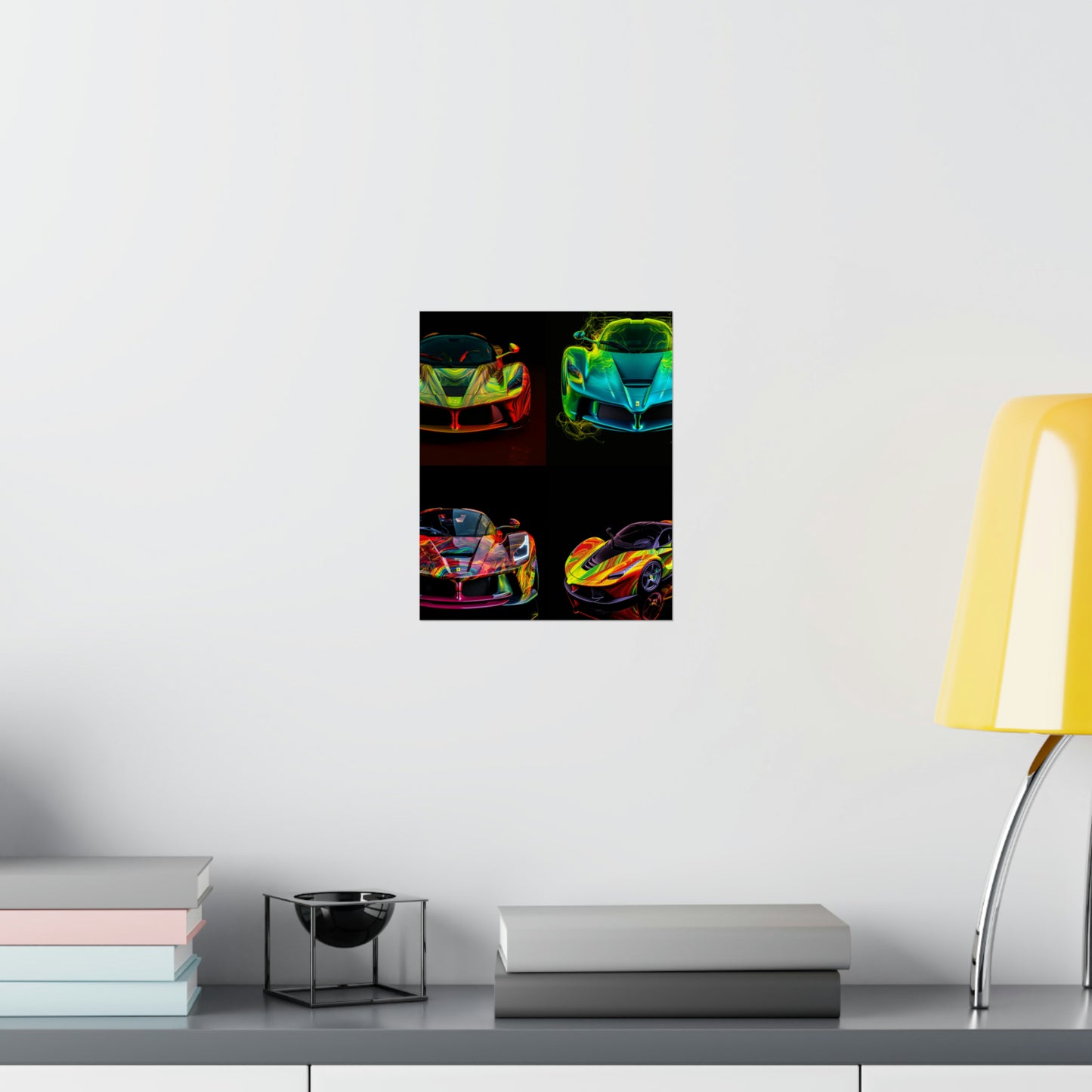 Premium Matte Vertical Posters Ferrari Neon 5