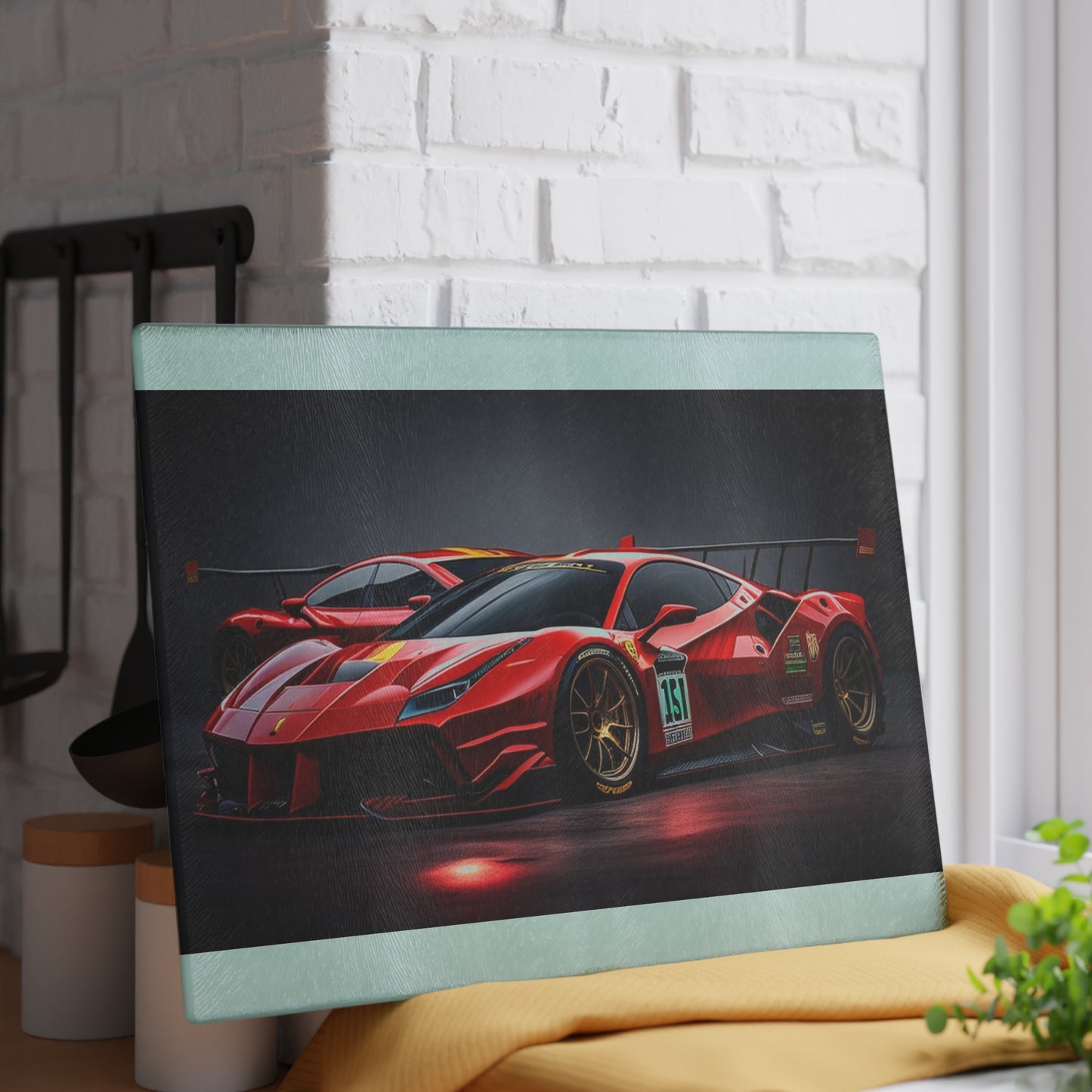 Glass Cutting Board Ferrari Red 2