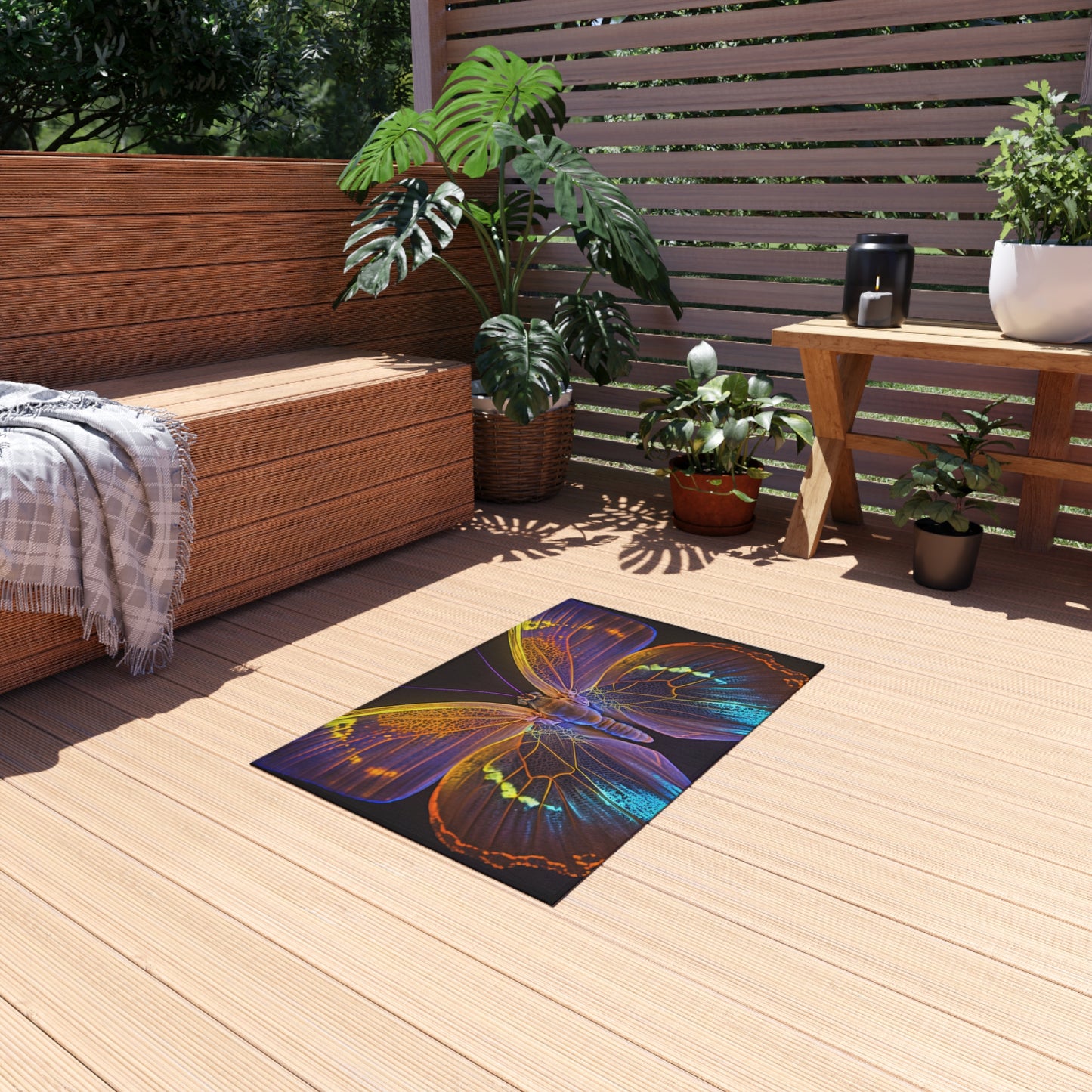 Outdoor Rug  Neon Butterfly Flair 2