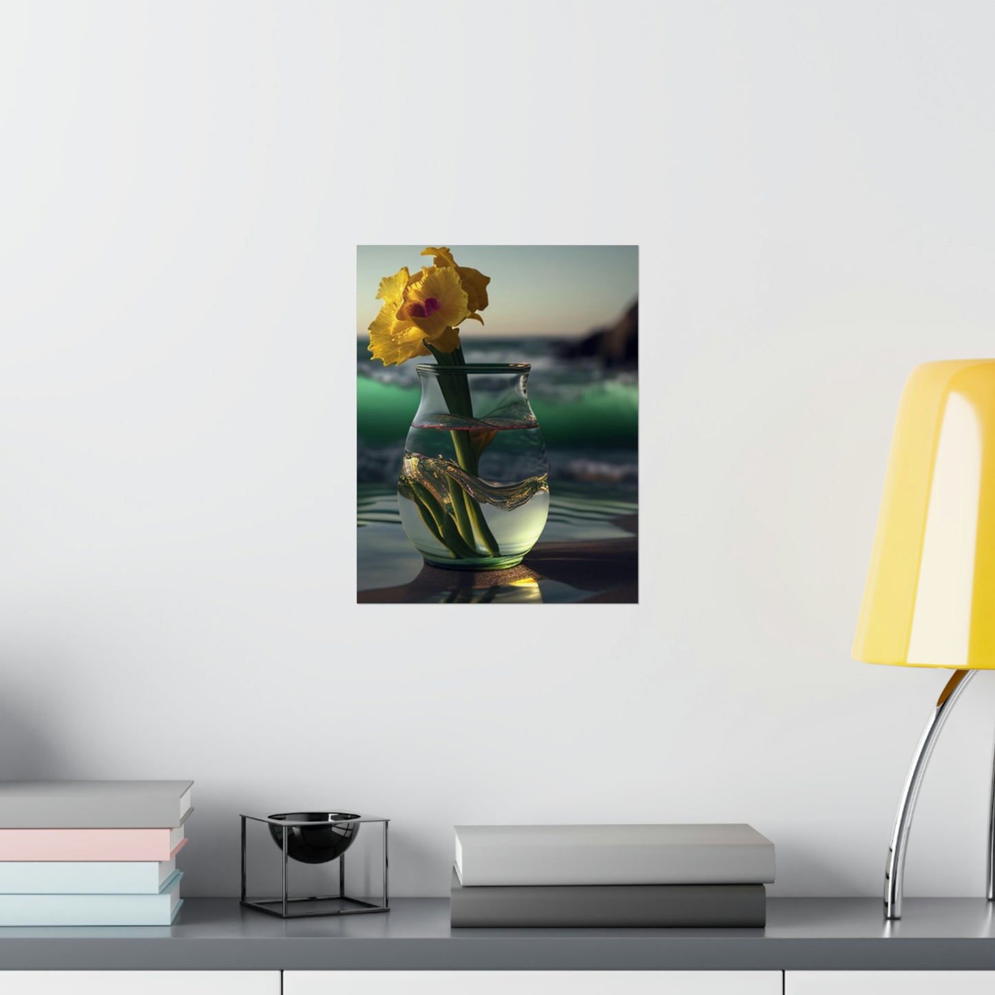 Premium Matte Vertical Posters Yellow Gladiolus glass 1