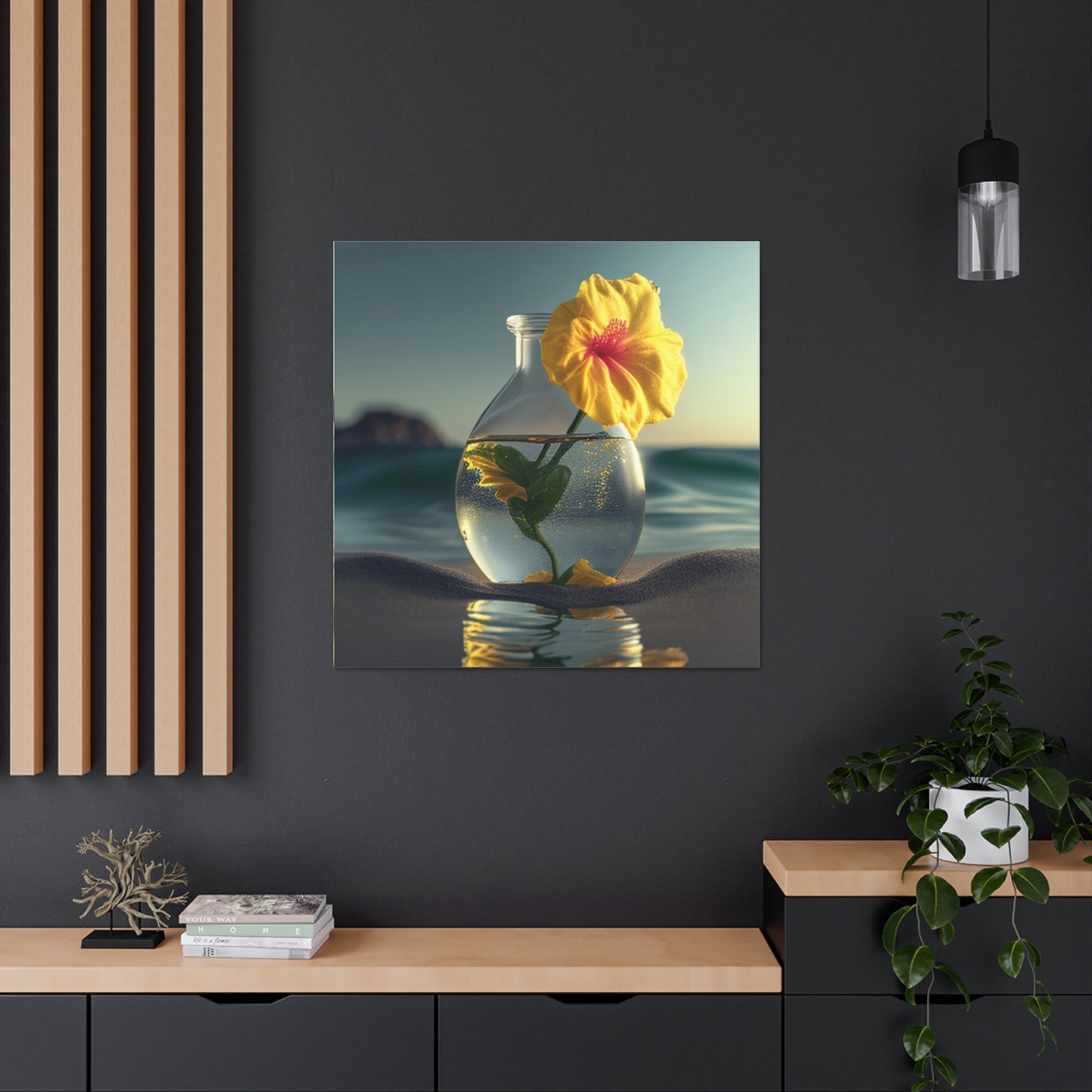 Canvas Gallery Wraps Yellow Hibiscus glass 2