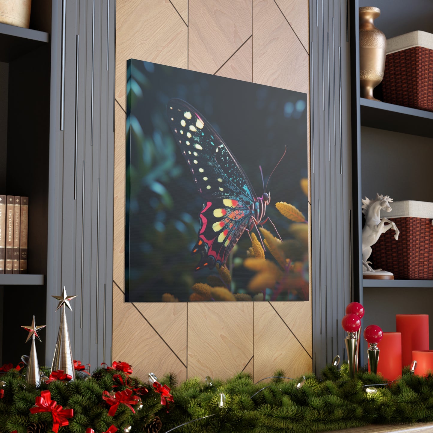 Canvas Gallery Wraps Hyper Colorful Butterfly Macro 2