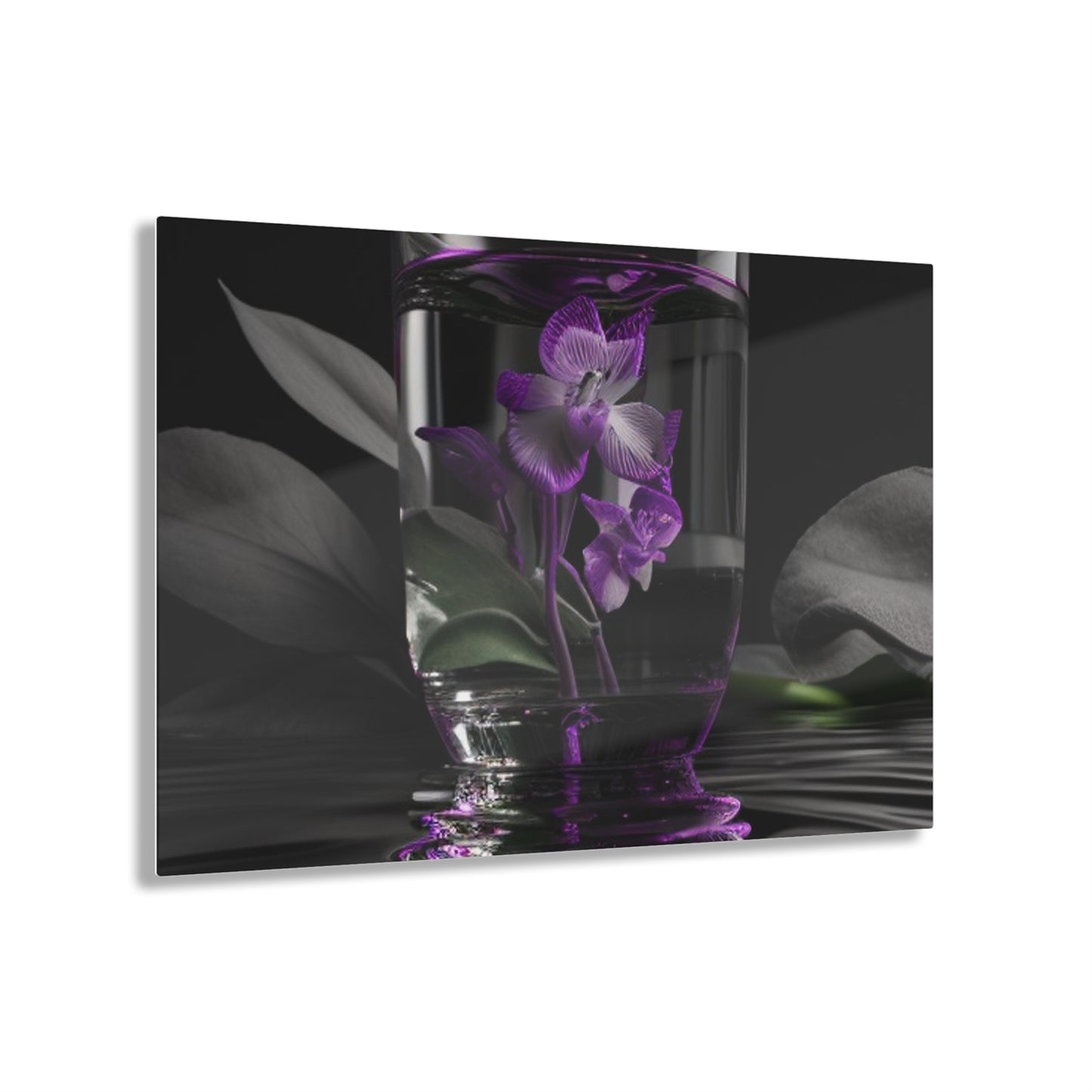 Acrylic Prints Purple Orchid Glass vase 1