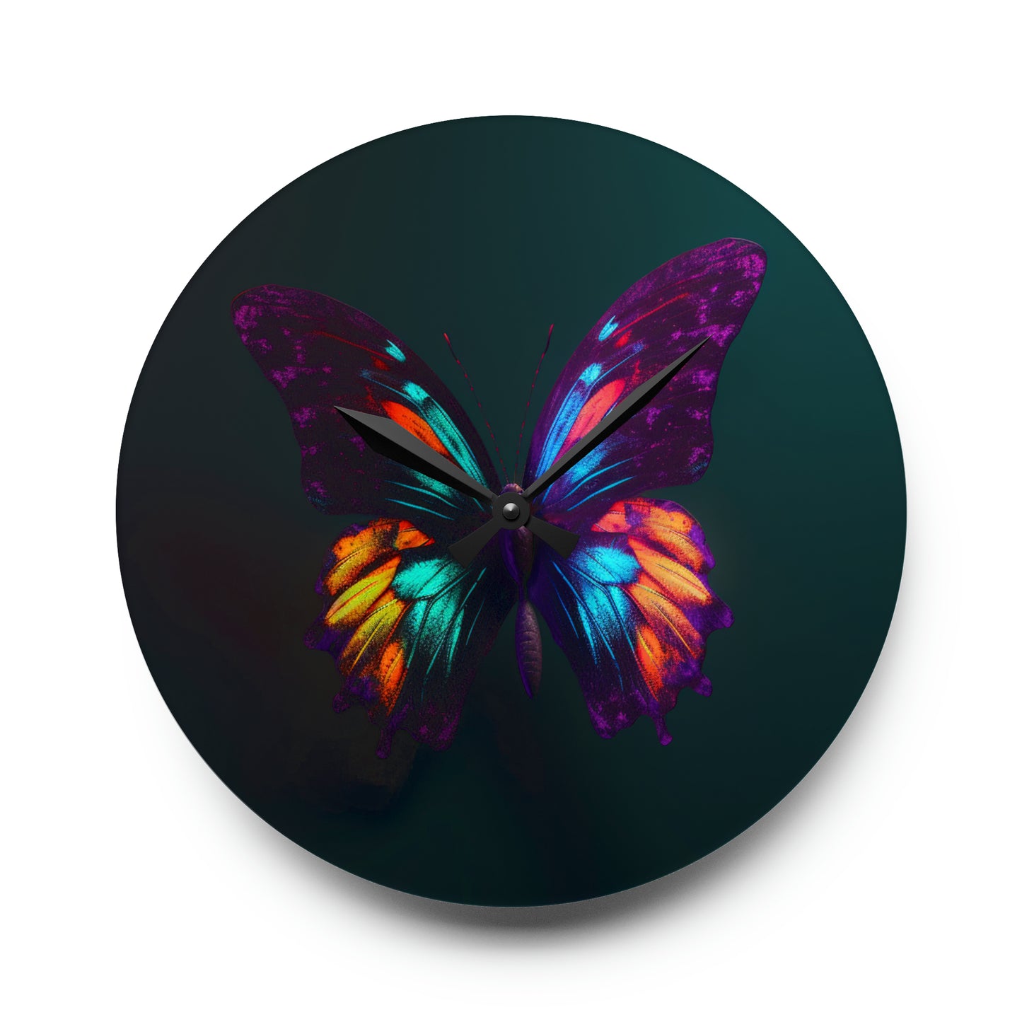 Acrylic Wall Clock Hyper Colorful Butterfly Purple 1