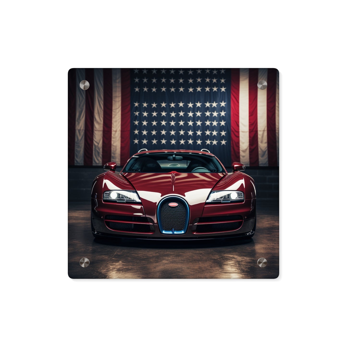 Acrylic Wall Art Panels American Flag Background Bugatti 1