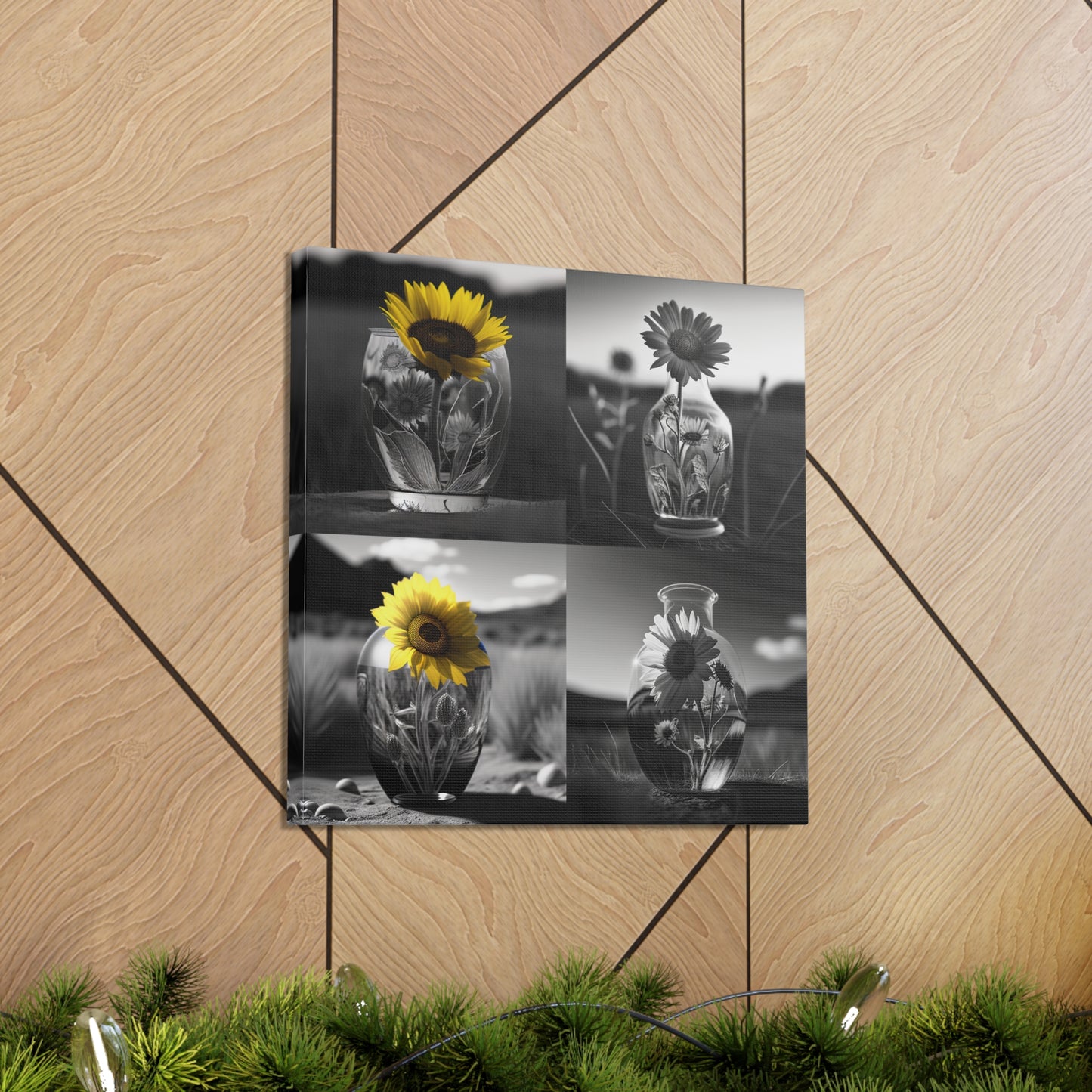 Canvas Gallery Wraps Yellw Sunflower in a vase 5