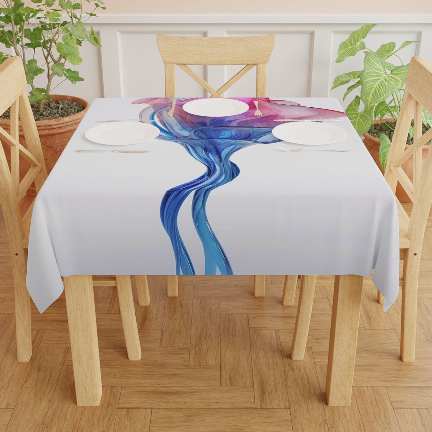 Tablecloth Pink & Blue Tulip Rose 4