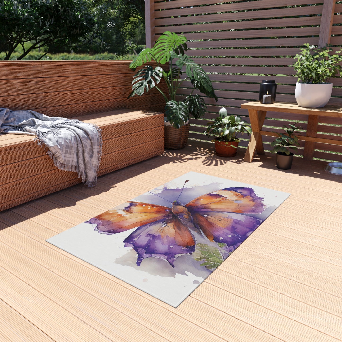 Outdoor Rug  MerlinRose Watercolor Butterfly 2