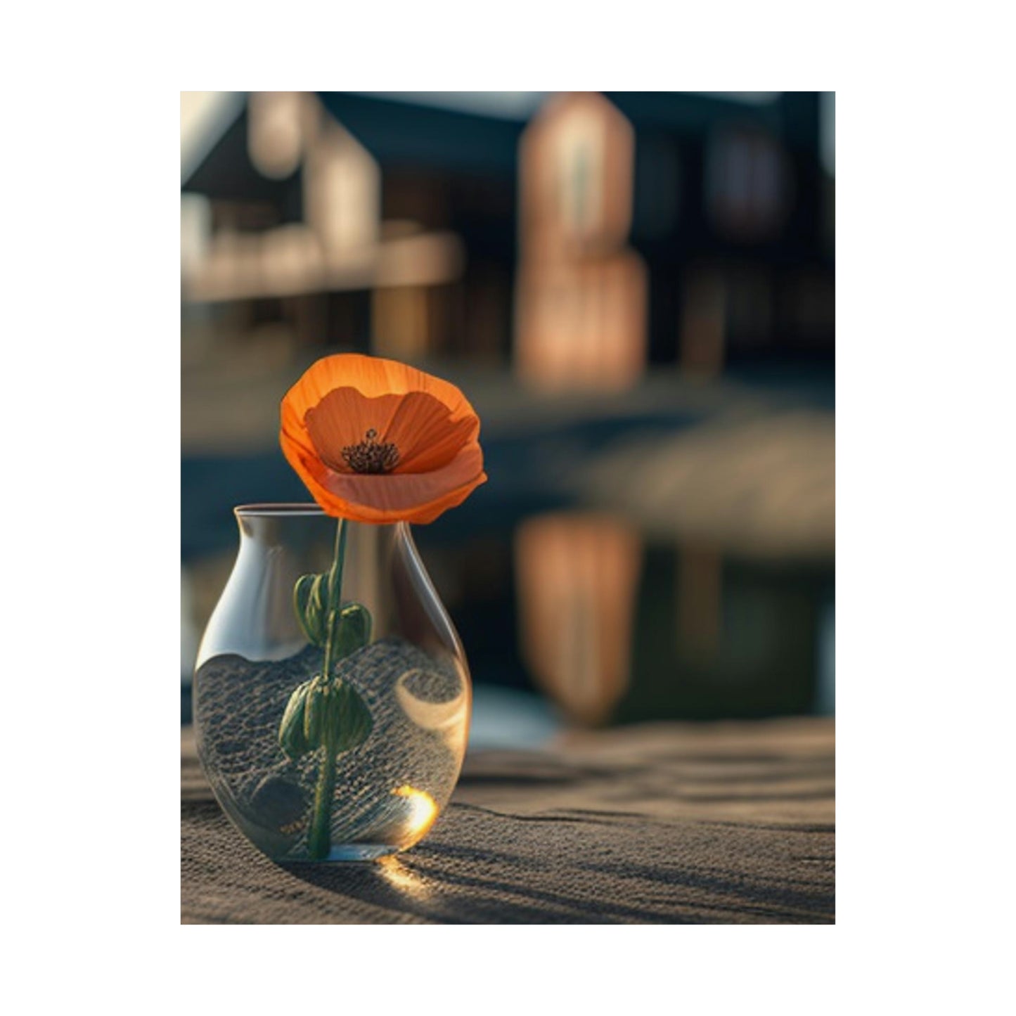 Premium Matte Vertical Posters Orange Poppy in a Vase 4