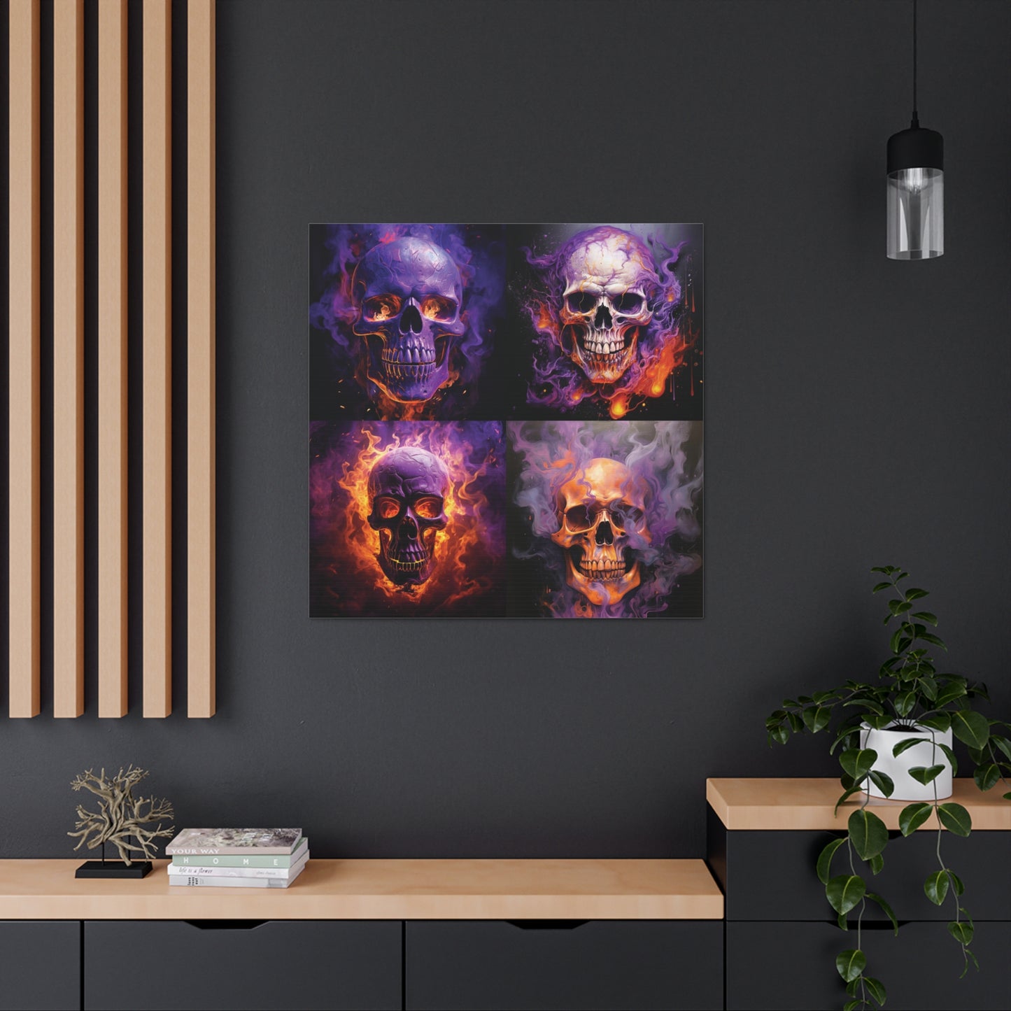 Canvas Gallery Wraps Skull Flames 5