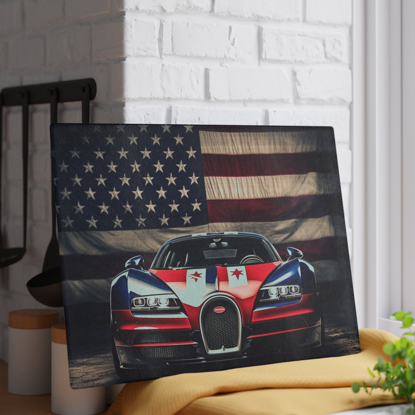 Glass Cutting Board Bugatti American Flag 3