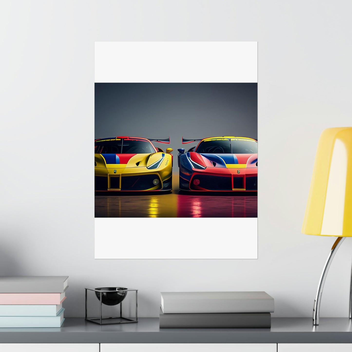 Premium Matte Vertical Posters Ferrari Red Blue 1