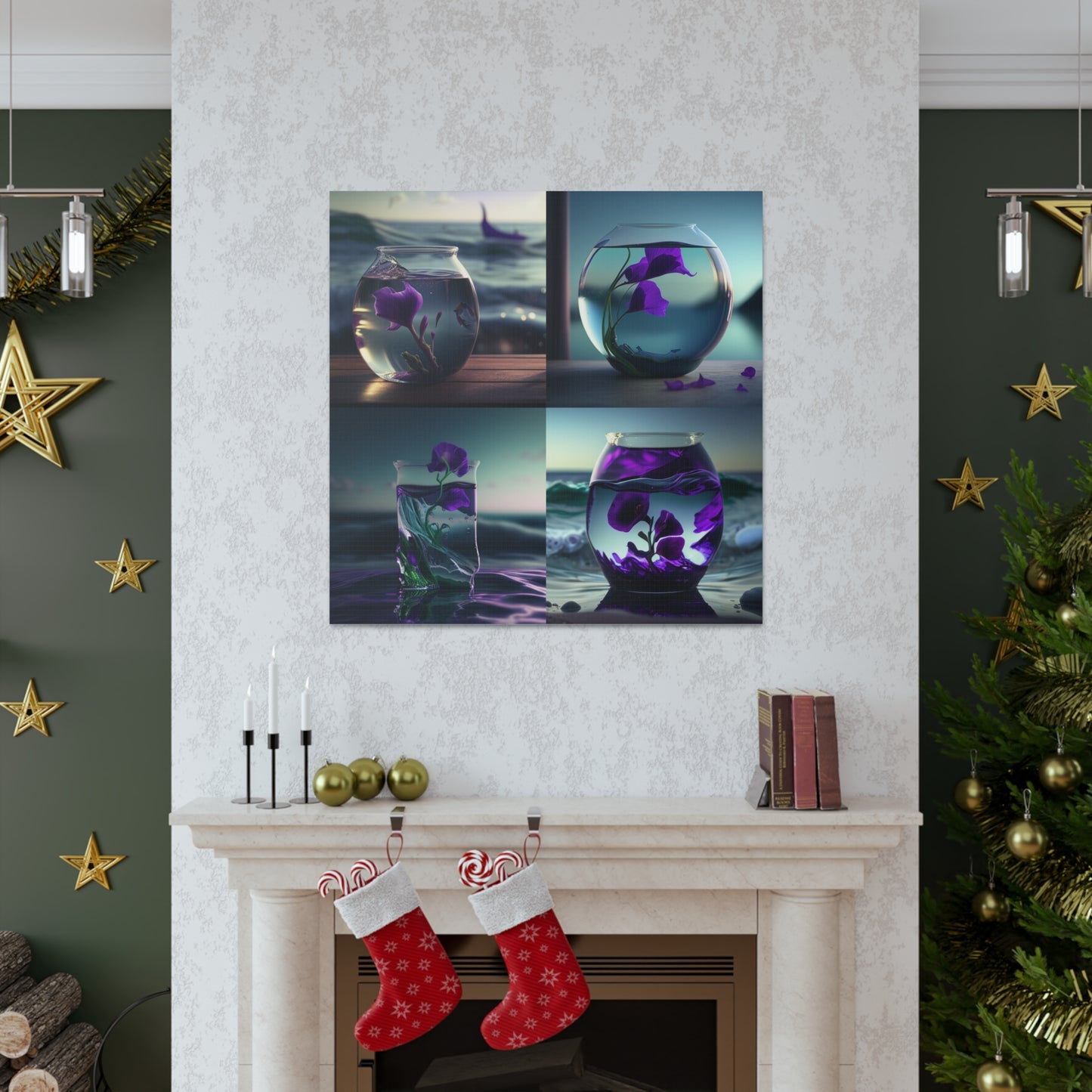 Canvas Gallery Wraps Purple Sweet pea in a vase 5