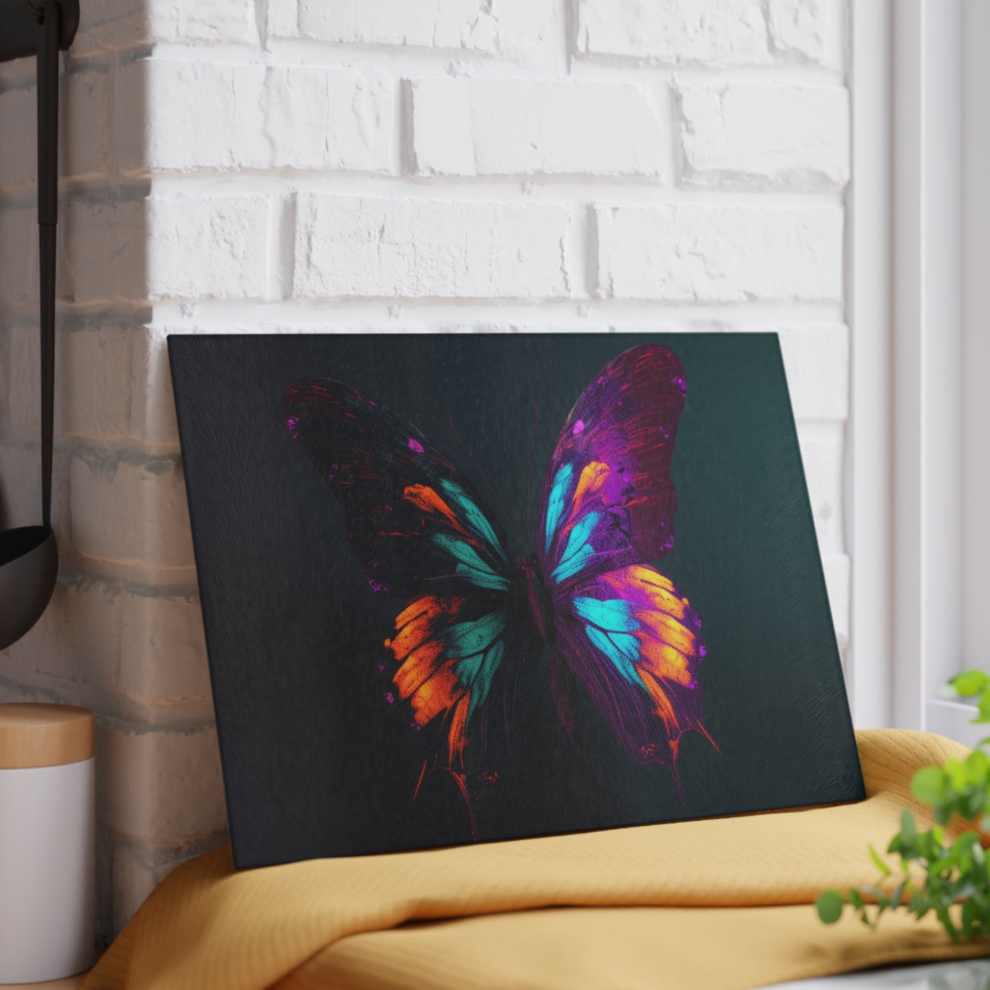 Glass Cutting Board Hyper Colorful Butterfly Purple 2