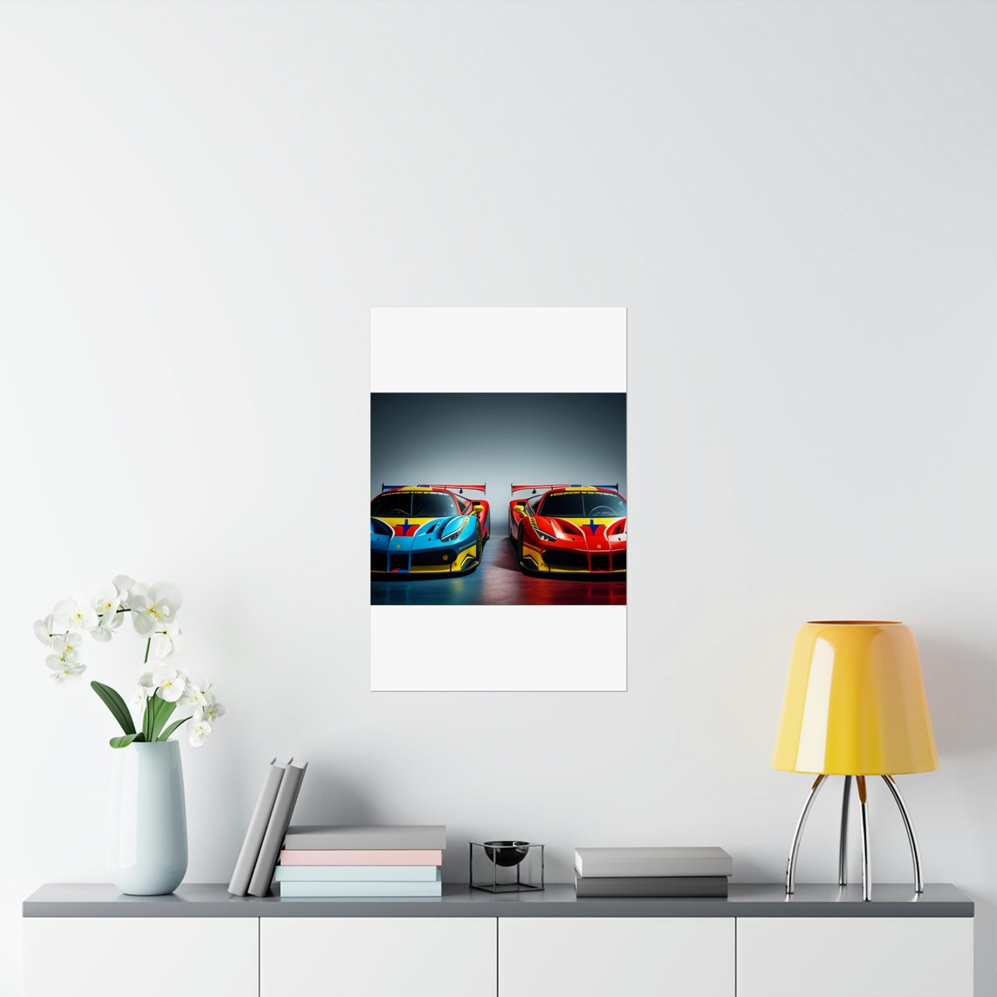 Premium Matte Vertical Posters Ferrari Red Blue 2