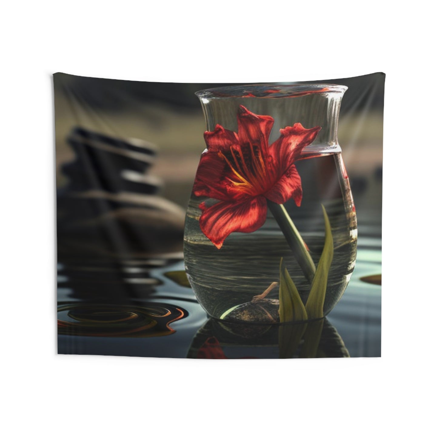 Indoor Wall Tapestries Red Lily in a Glass vase 4