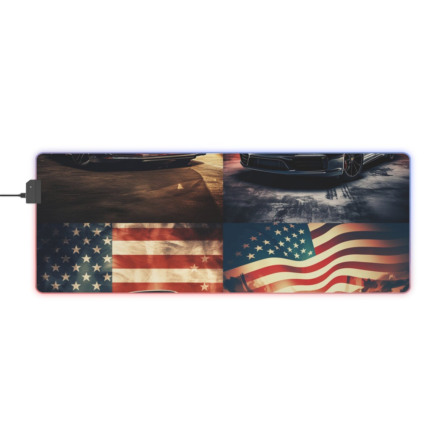 LED Gaming Mouse Pad Abstract American Flag Background Porsche 5