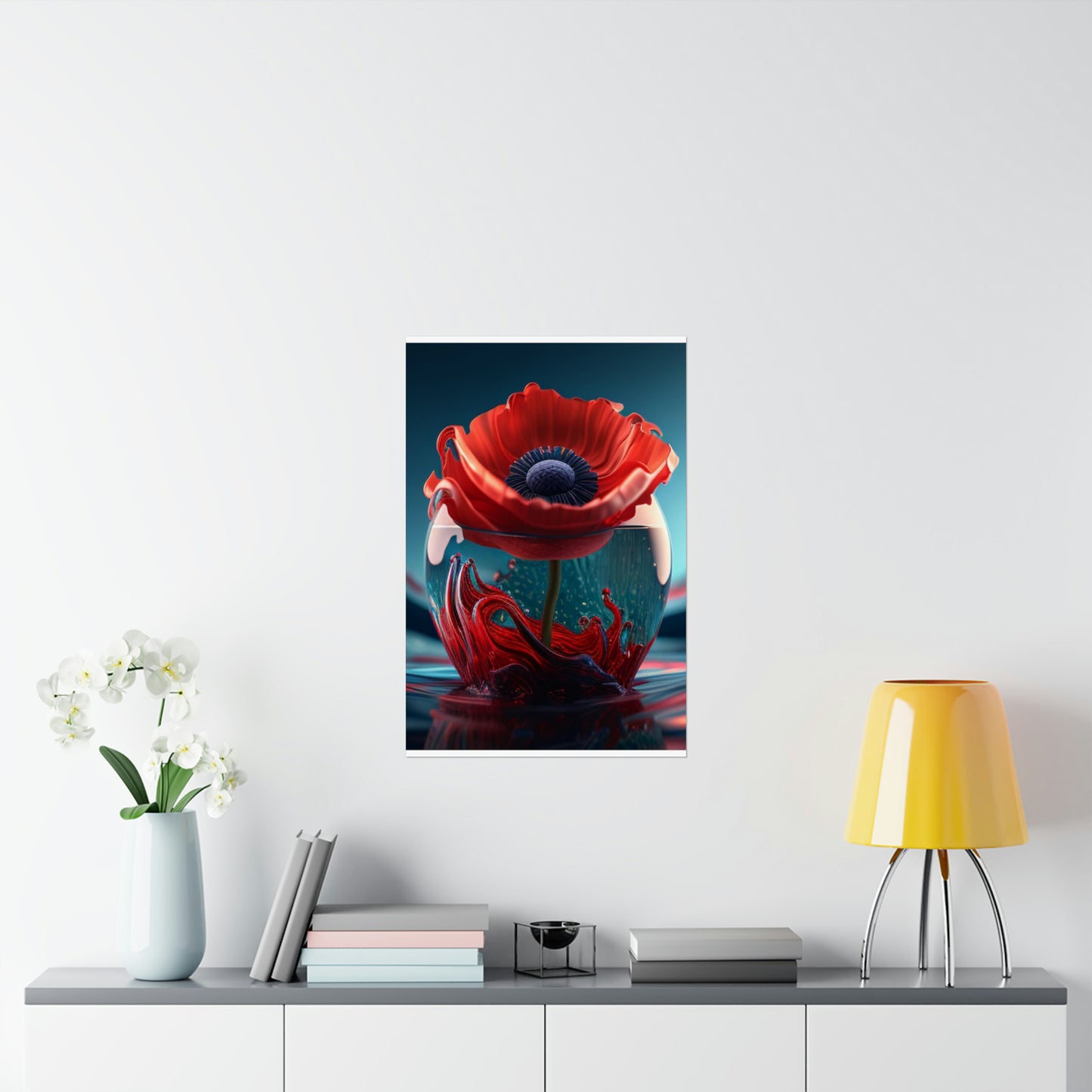 Premium Matte Vertical Posters Red Anemone in a Vase 2