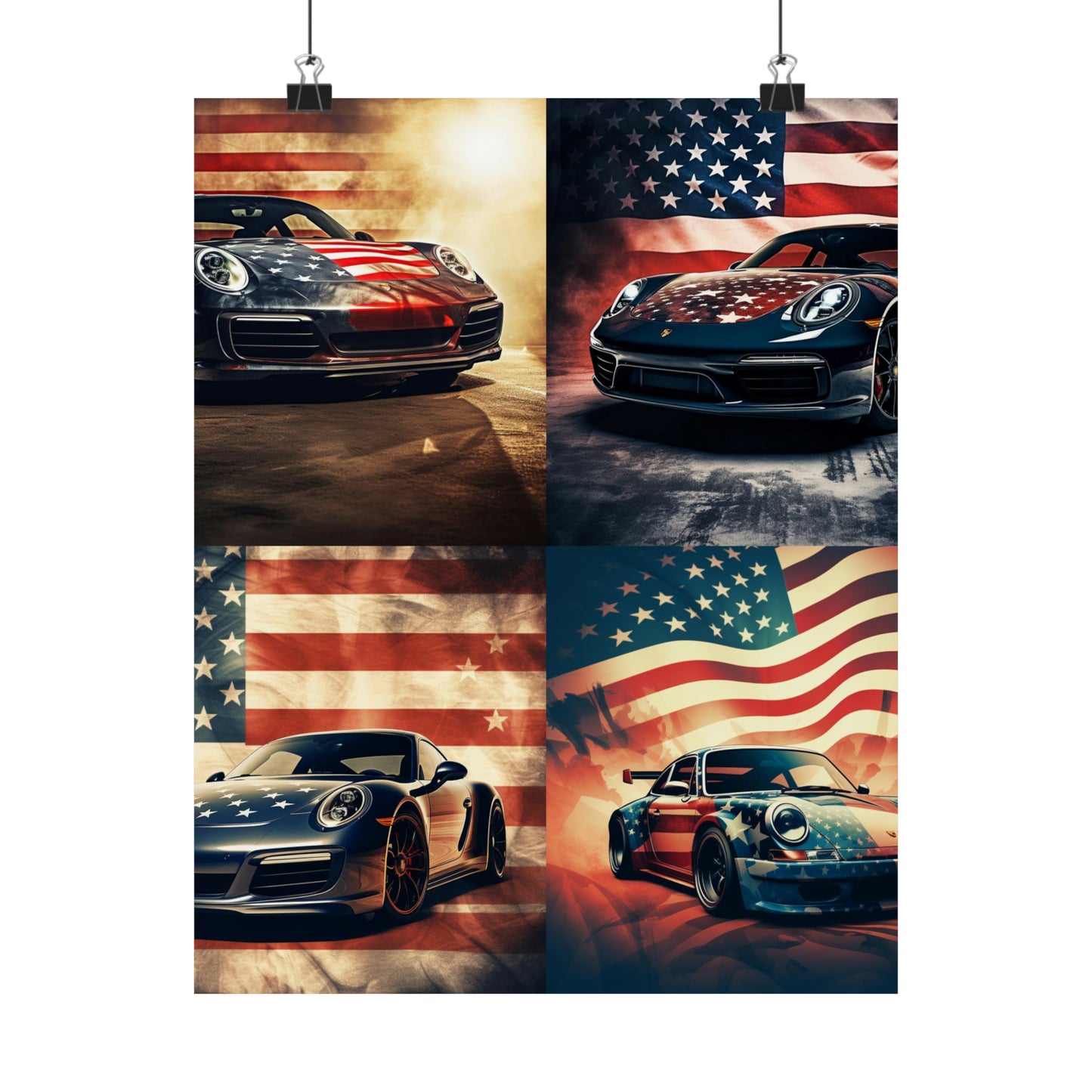 Premium Matte Vertical Posters Abstract American Flag Background Porsche 5