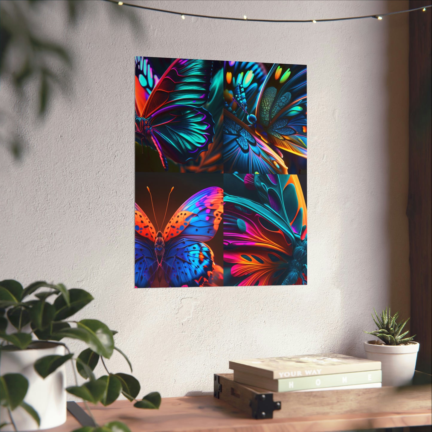 Premium Matte Vertical Posters Neon Butterfly Macro 5