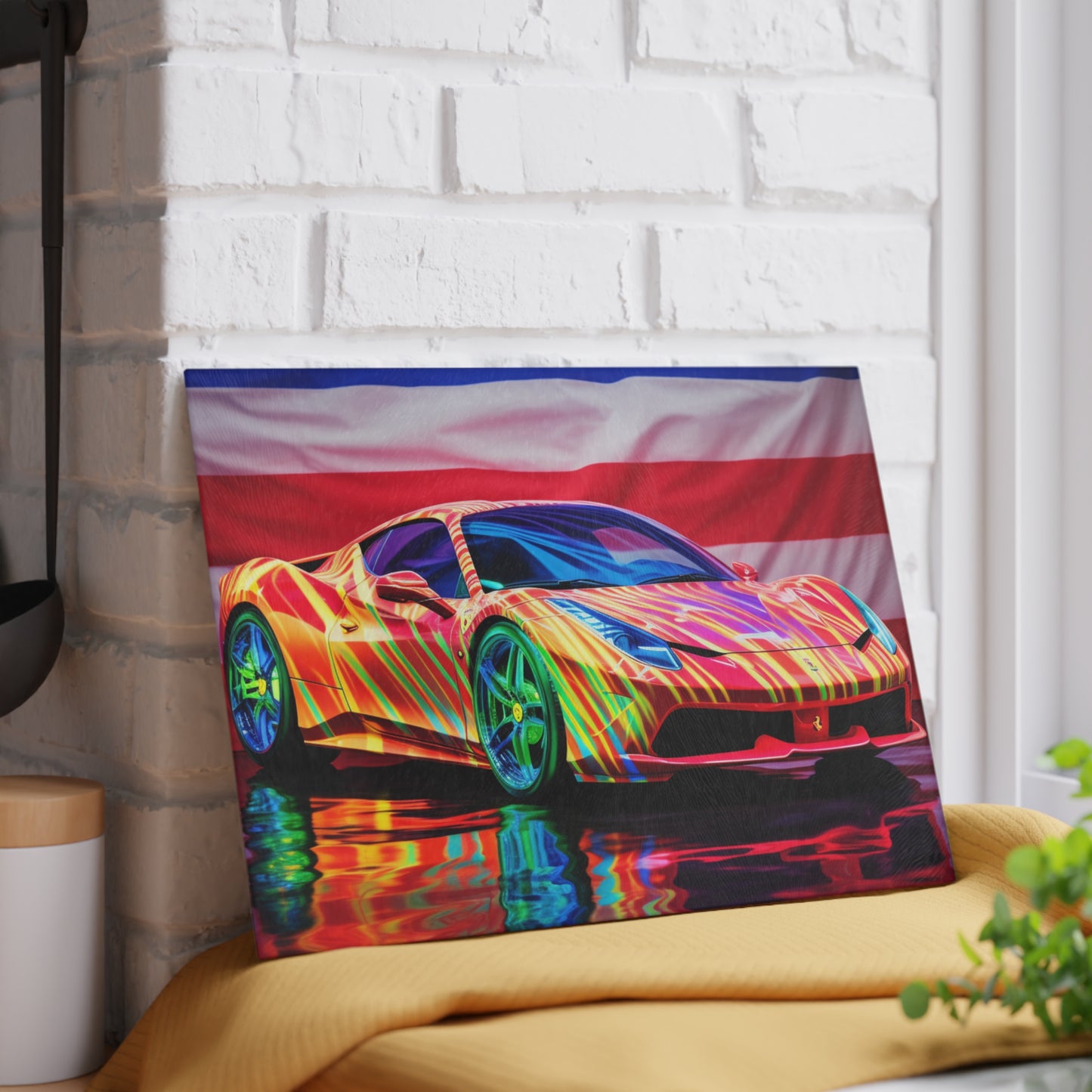 Glass Cutting Board Hyper Colorfull Ferrari 4