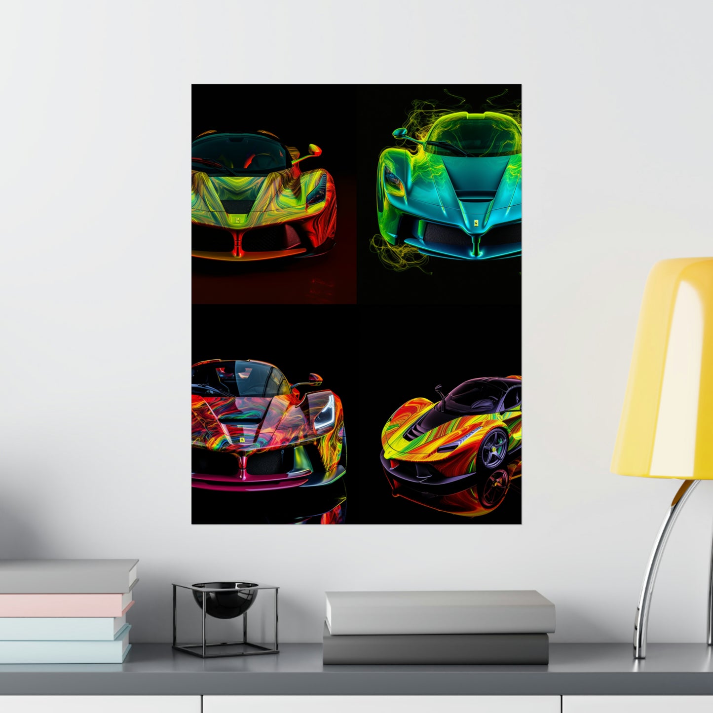 Premium Matte Vertical Posters Ferrari Neon 5