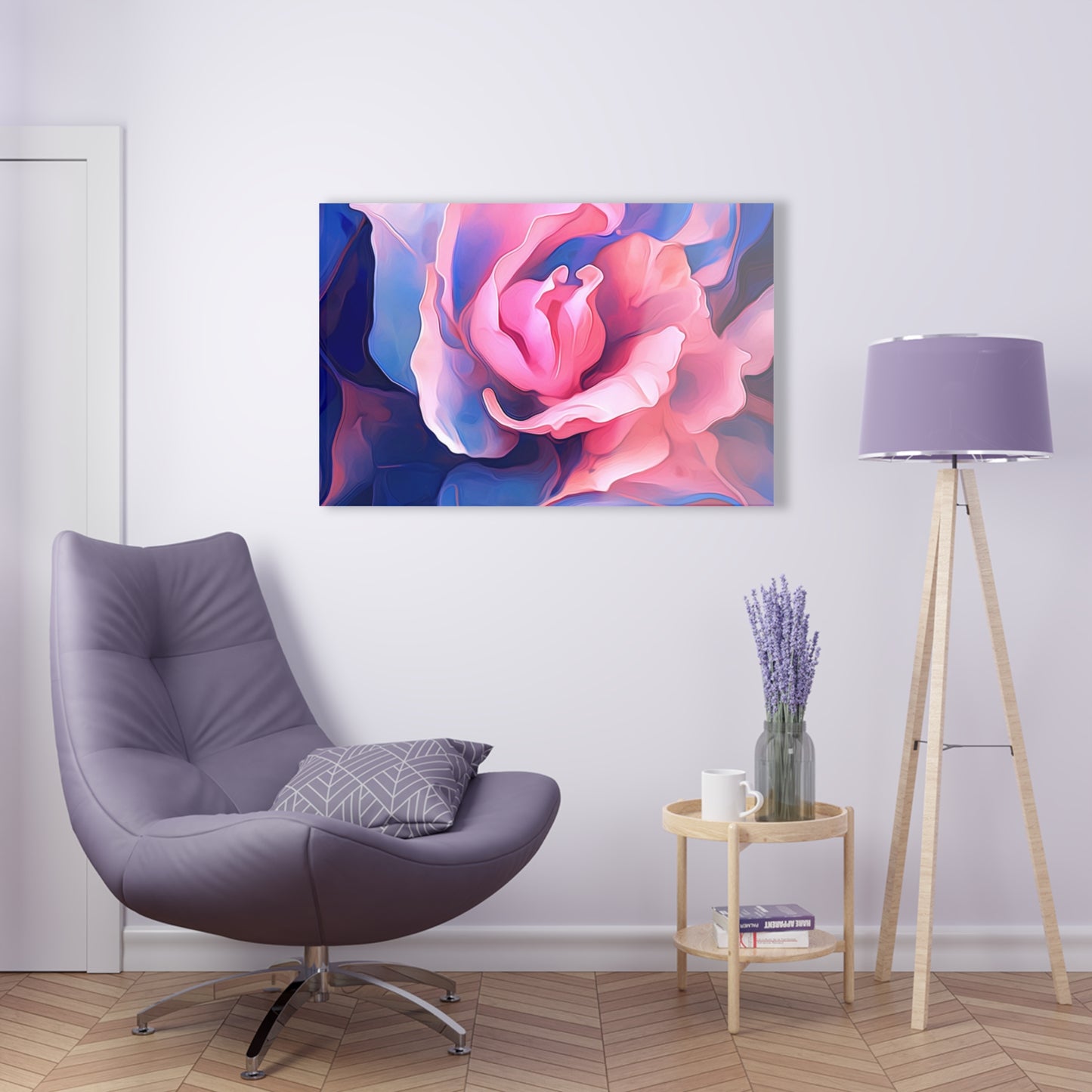 Acrylic Prints Pink & Blue Tulip Rose 1