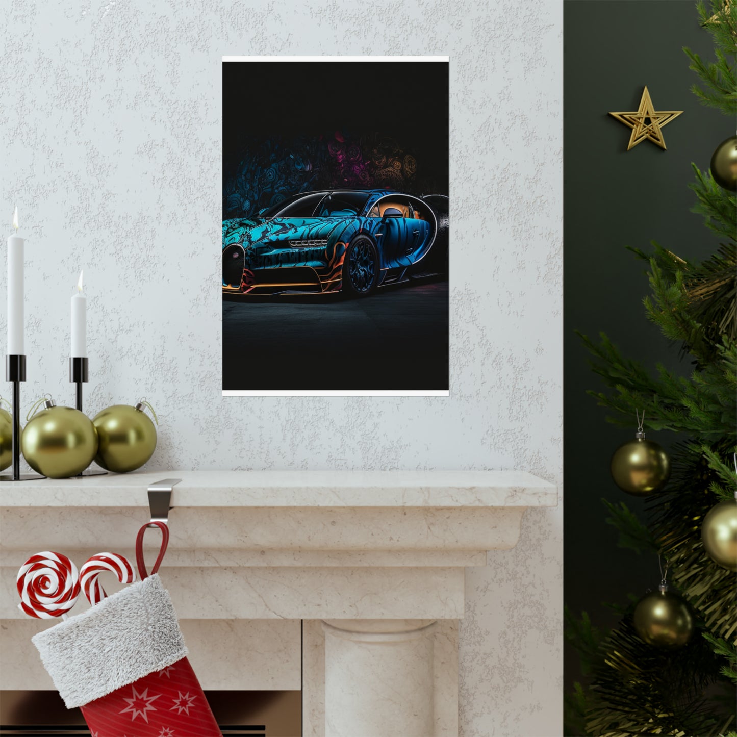 Premium Matte Vertical Posters Bugatti Blue 3