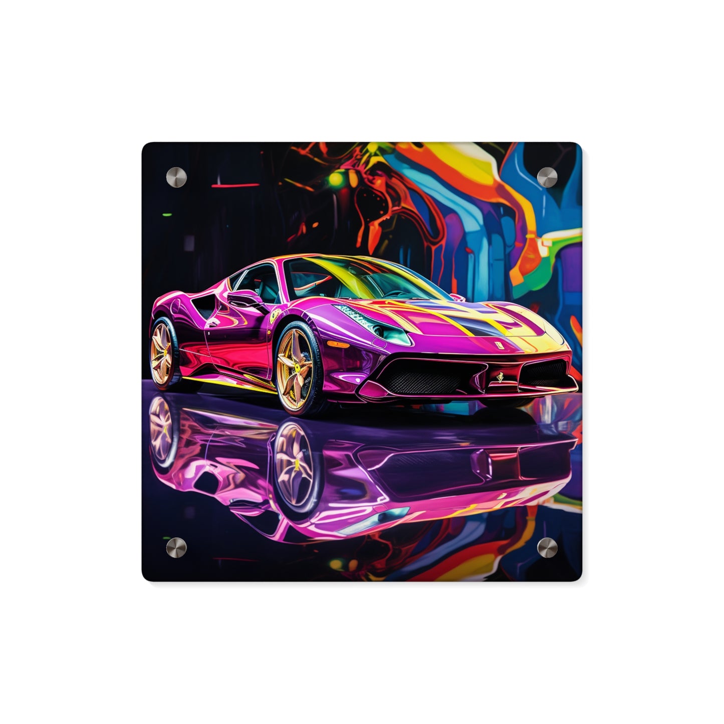 Acrylic Wall Art Panels Pink Macro Ferrari 2