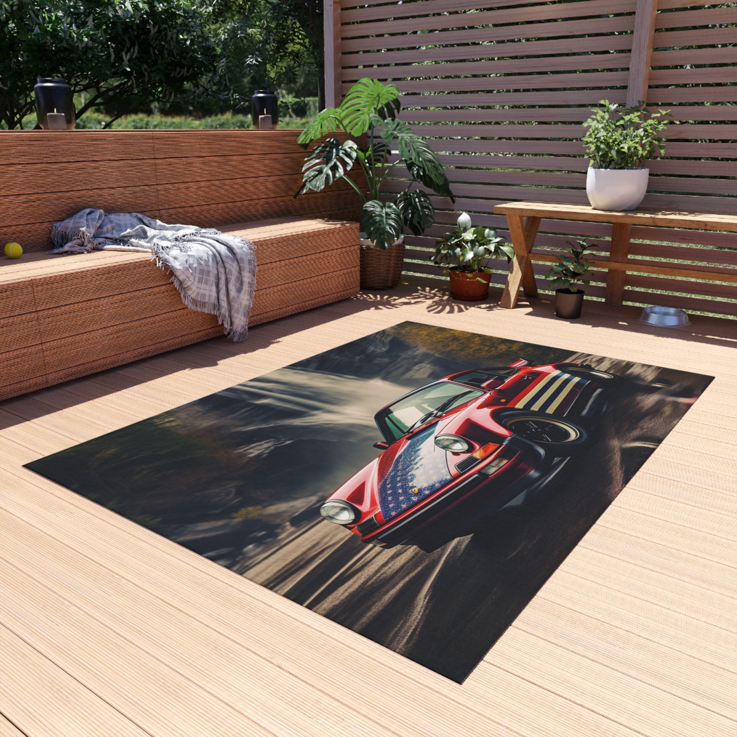 Outdoor Rug  American Flag Porsche Abstract 1