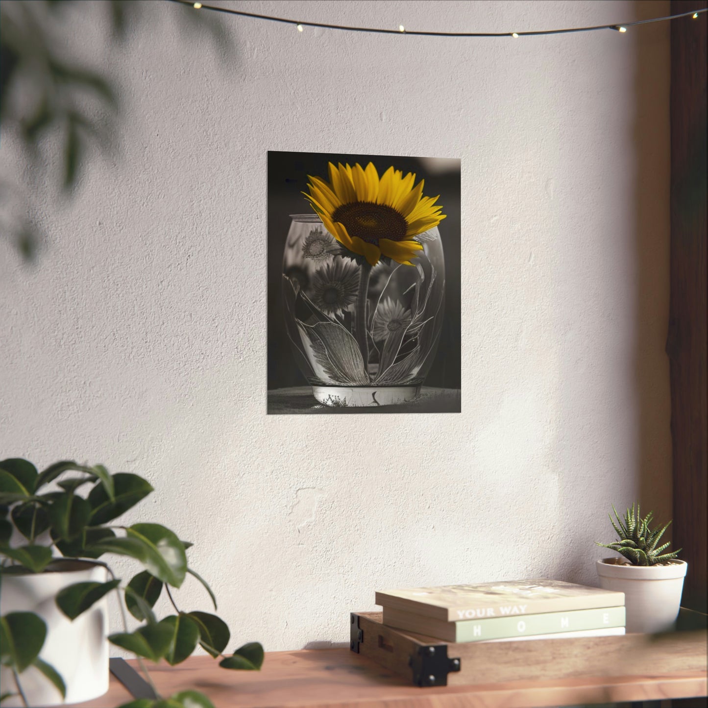 Premium Matte Vertical Posters Yellw Sunflower in a vase 1