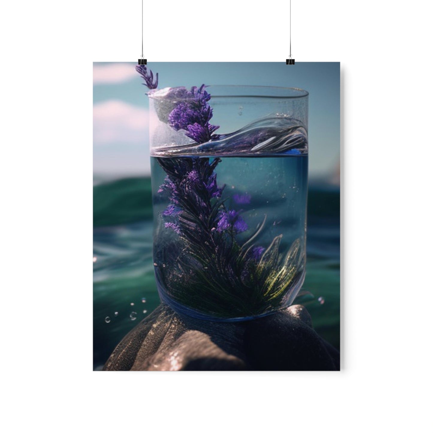 Premium Matte Vertical Posters Lavender in a vase 2