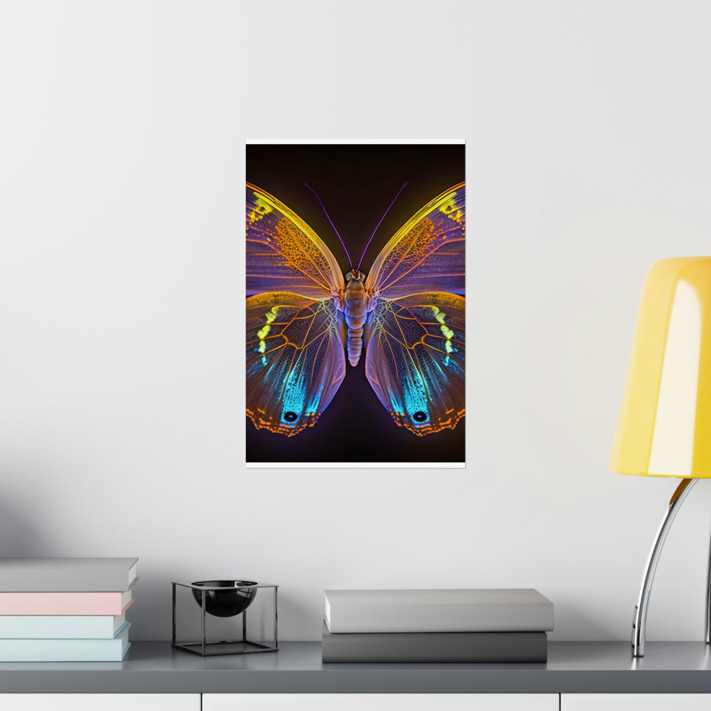 Premium Matte Vertical Posters Neon Butterfly Flair 2