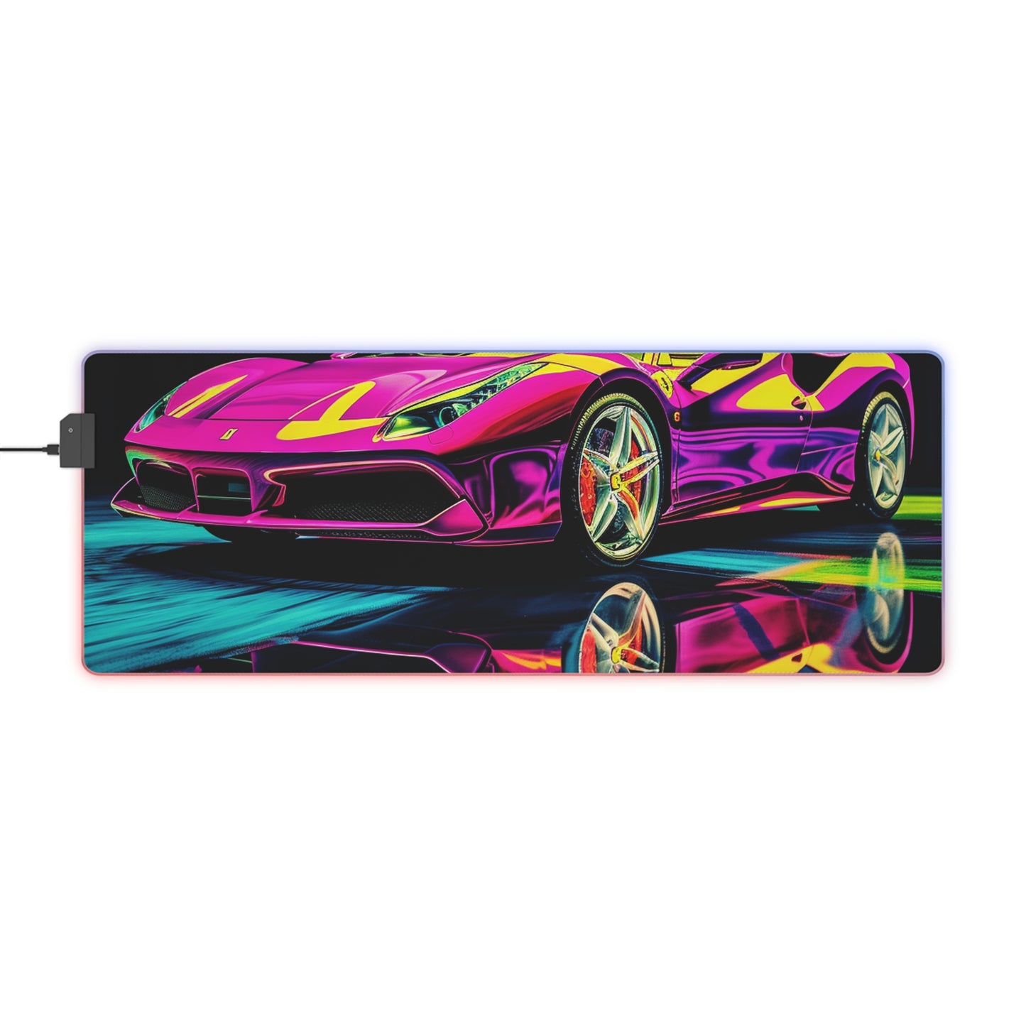 LED Gaming Mouse Pad Pink Ferrari Macro 3