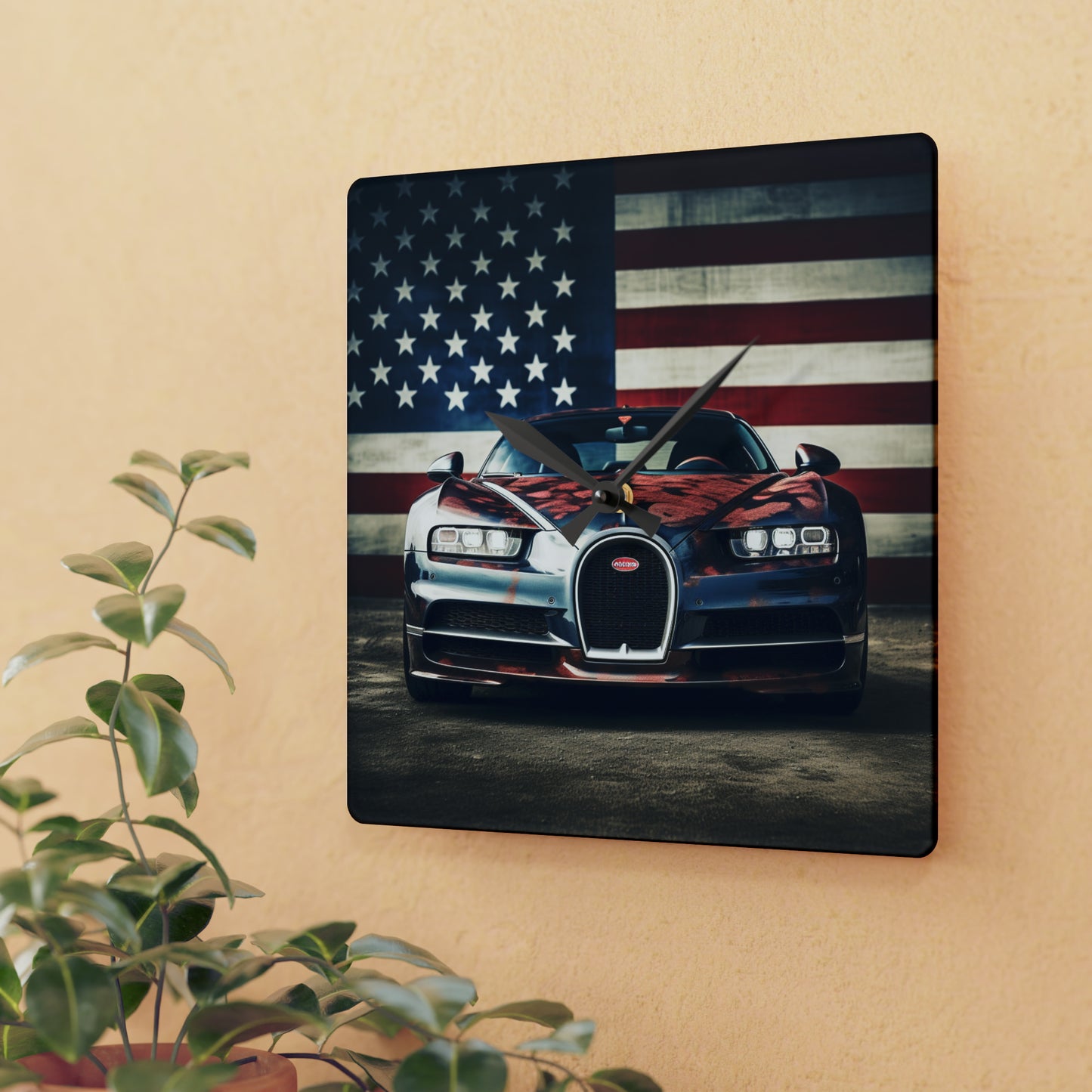 Acrylic Wall Clock Bugatti Flag 3