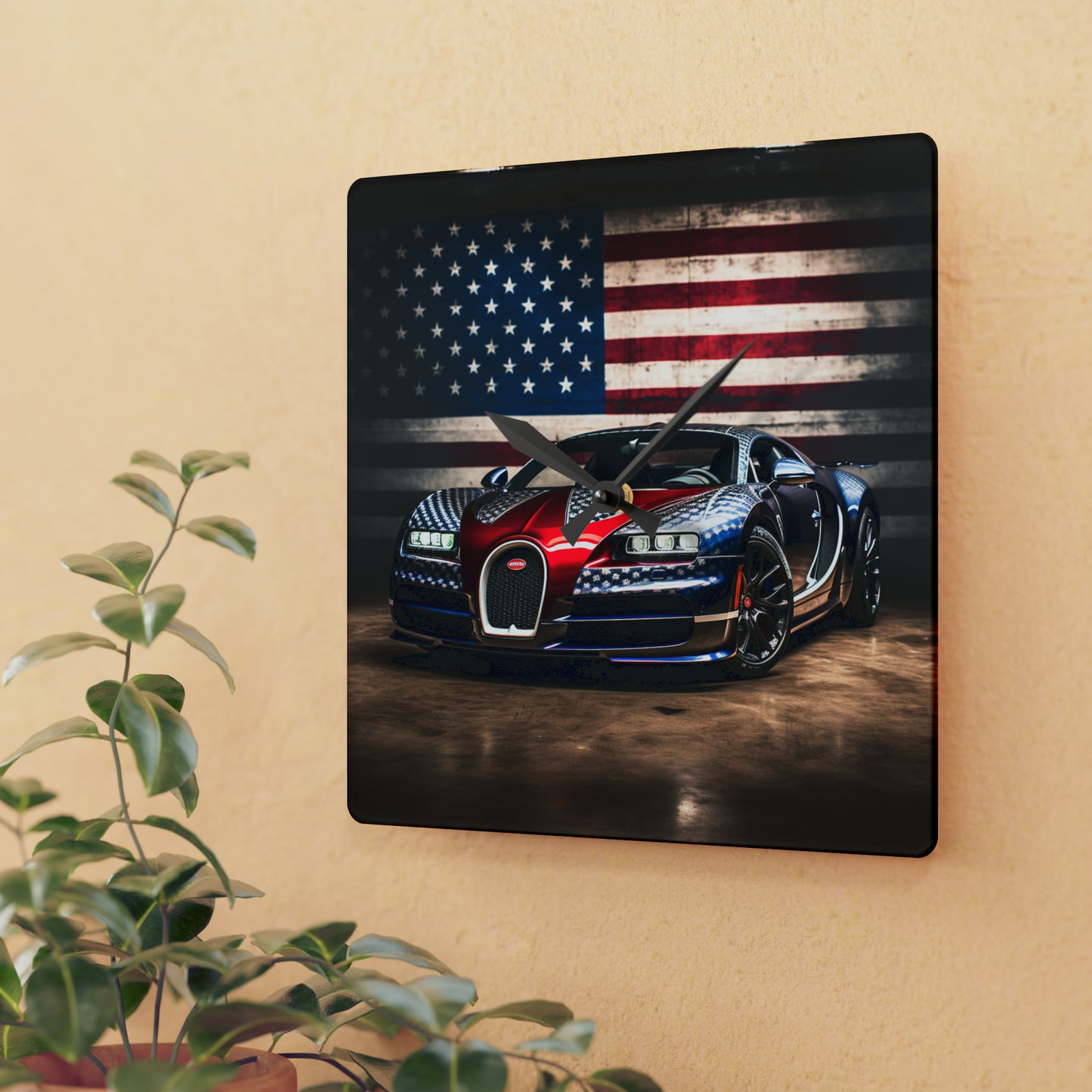 Acrylic Wall Clock Bugatti American Flag 1