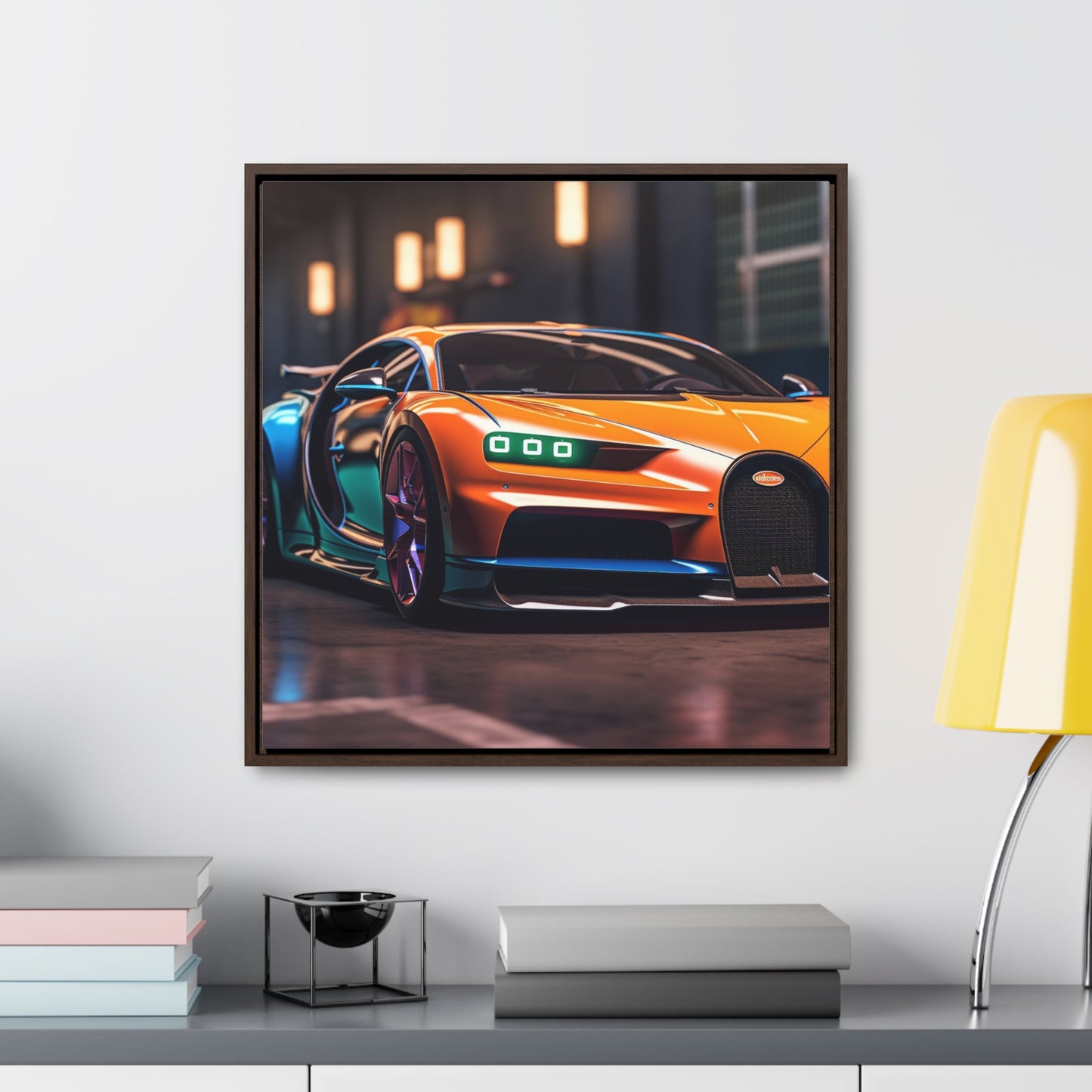 Gallery Canvas Wraps, Square Frame Hyper Bugatti Neon Chiron 1