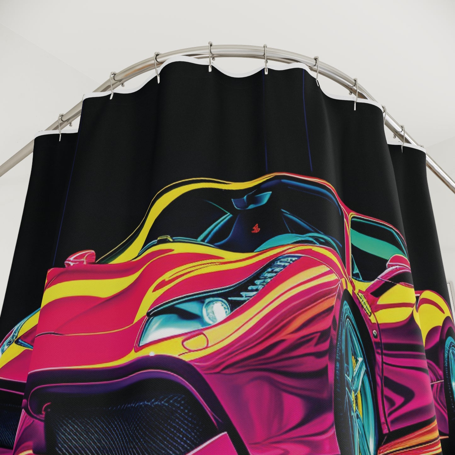 Polyester Shower Curtain Pink Ferrari Macro 1